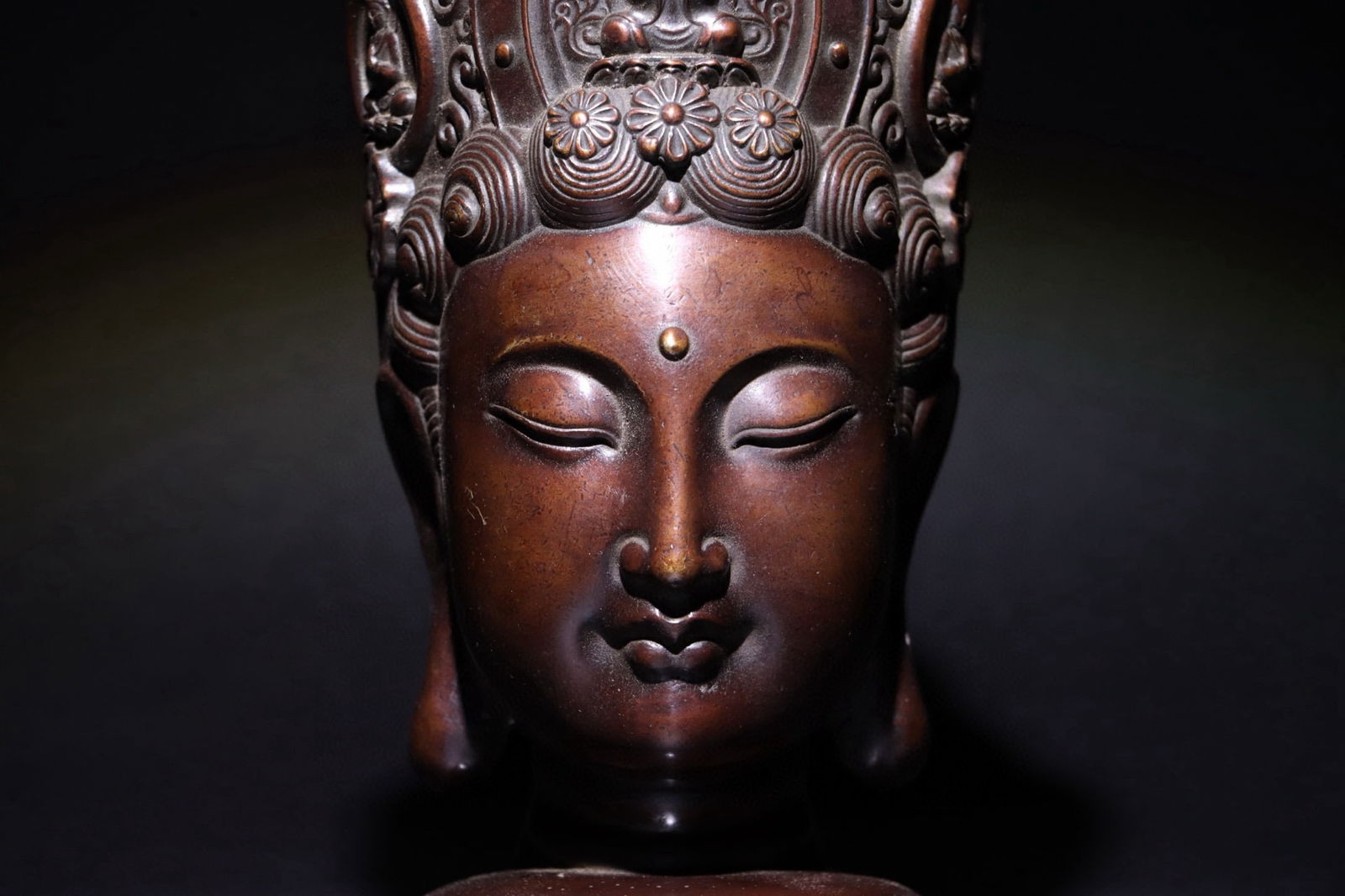 Bronze GuanYin Head Figure - 2