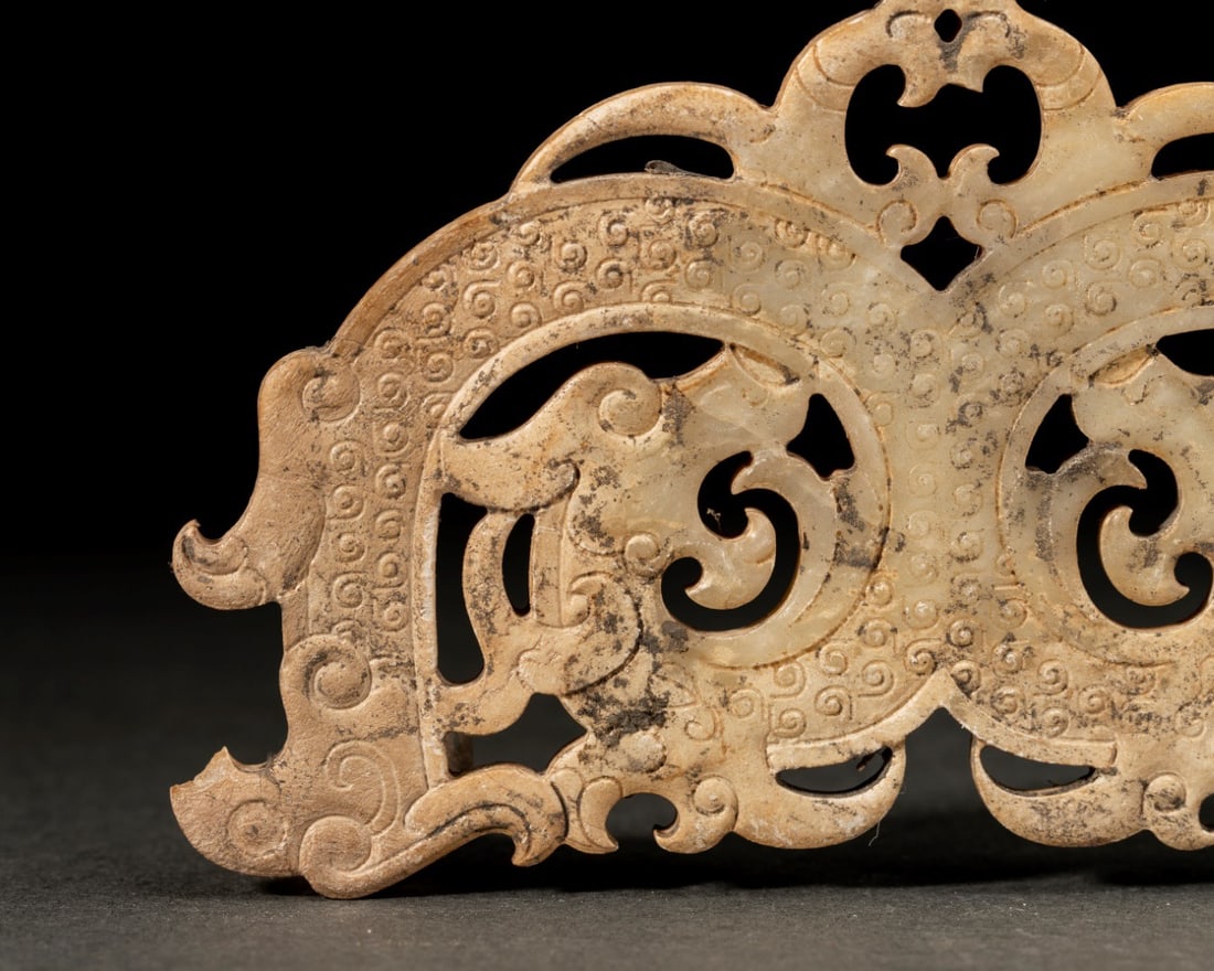 Jade Carved Dragon Shape Bi - 5