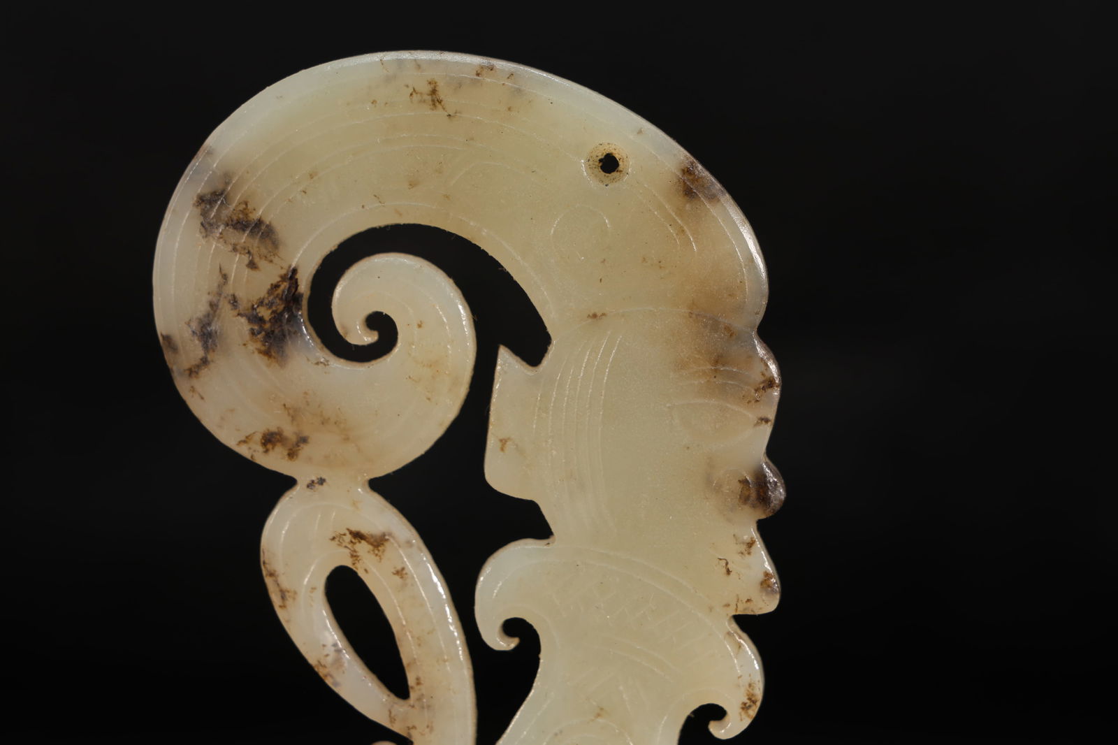 Jade Carved Beast Face Pattern Character Shape Bi - 2