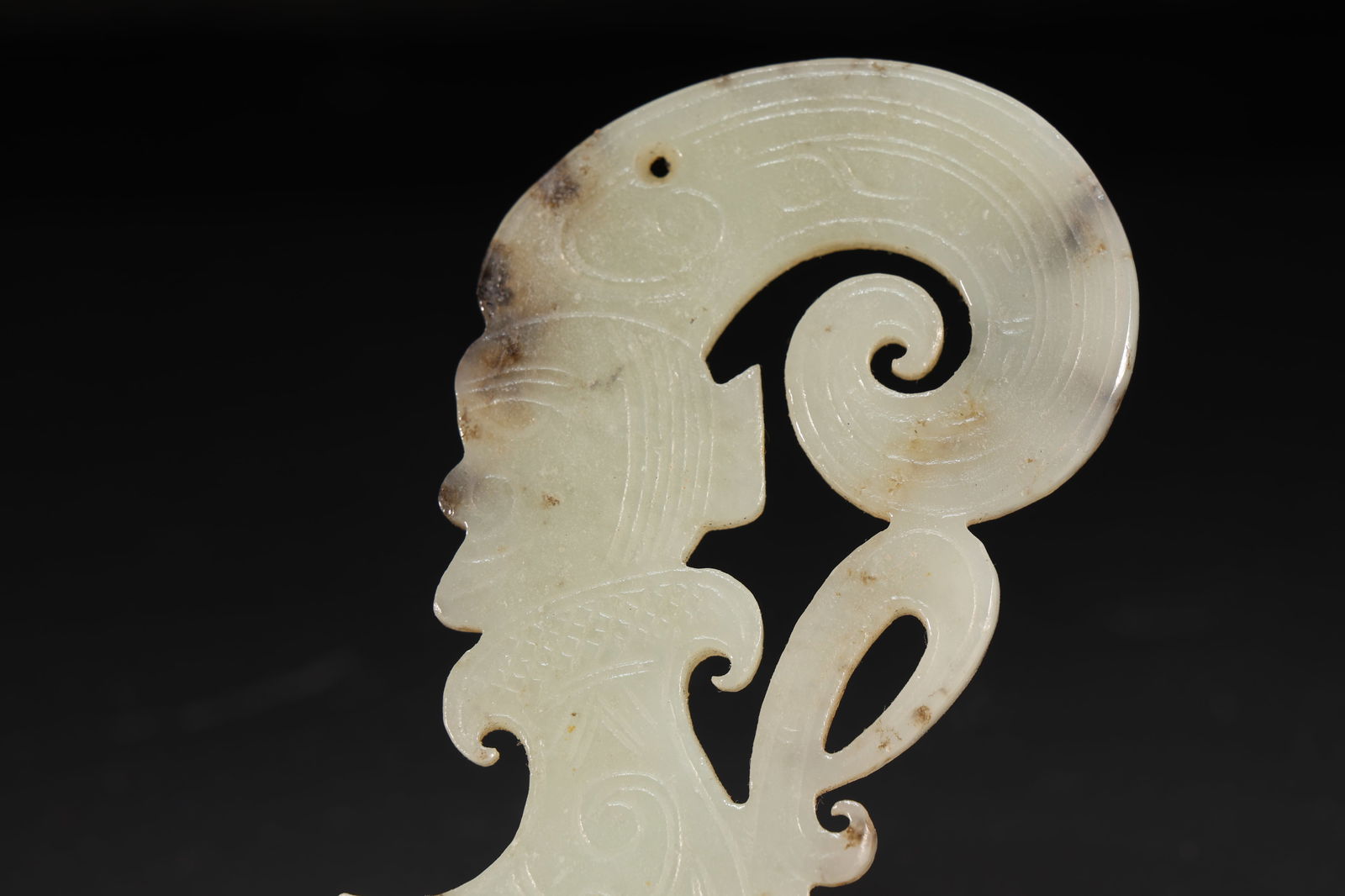 Jade Carved Beast Face Pattern Character Shape Bi - 5