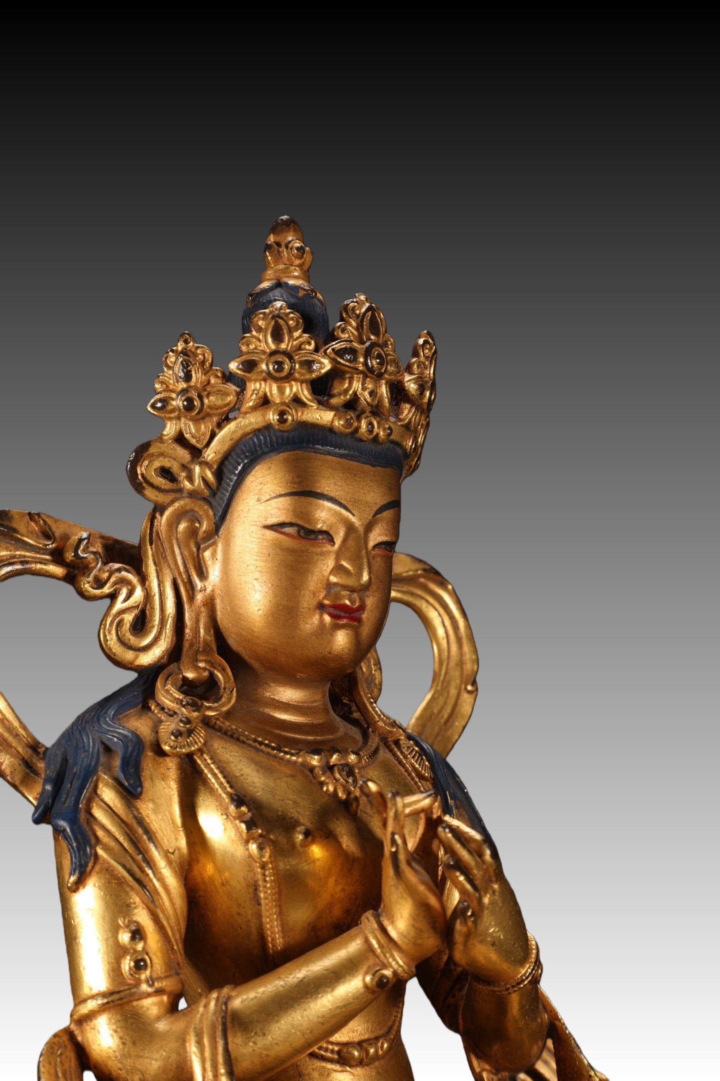 Gilt Bronze GuanYin Figure - 6