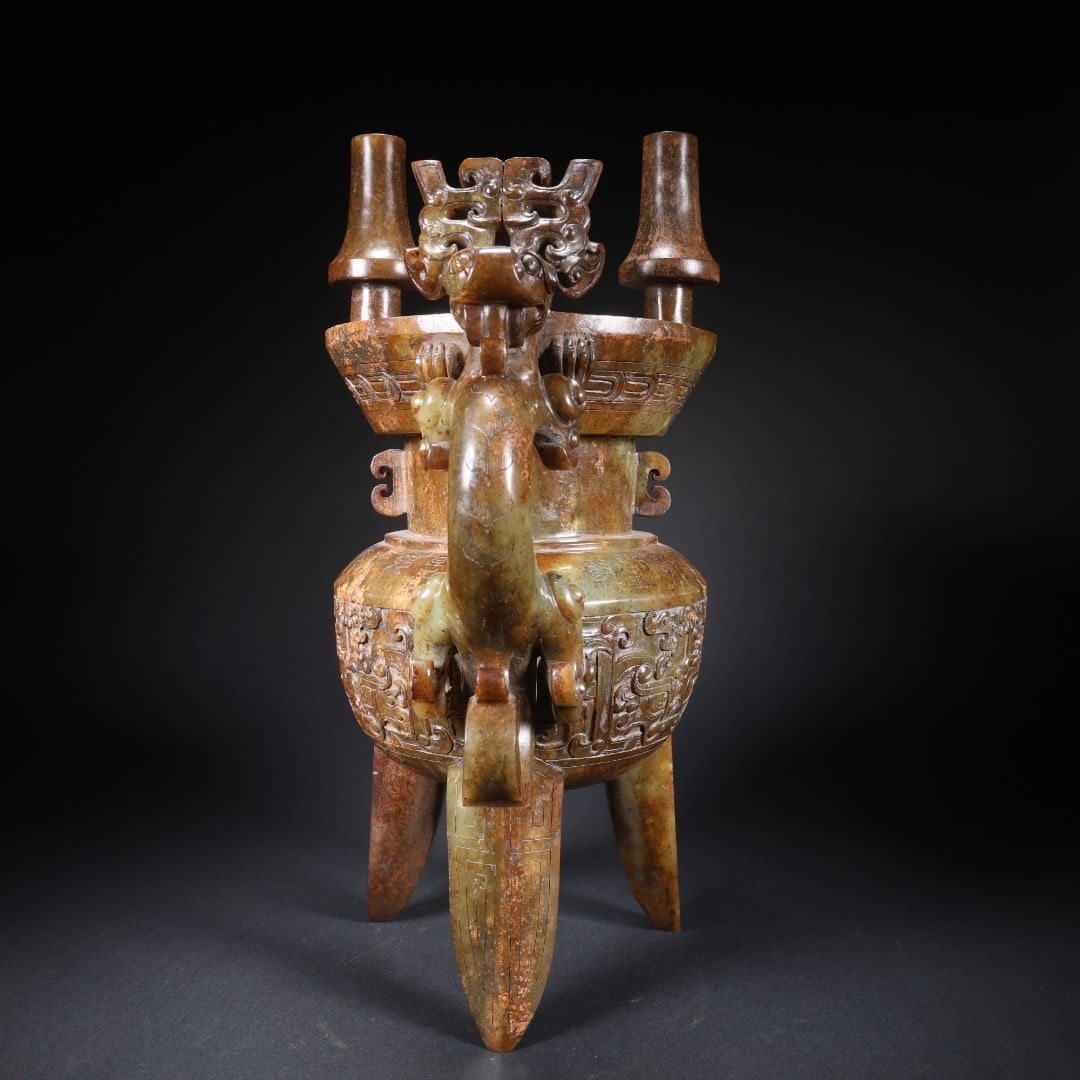 Jade Carved Dragon Pattern Pot - 5