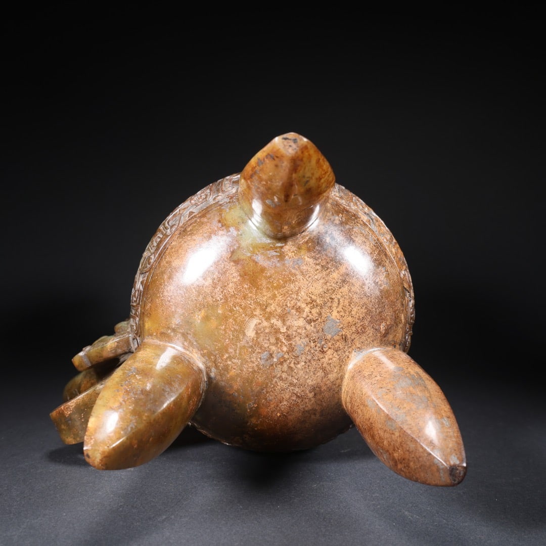 Jade Carved Dragon Pattern Pot - 9