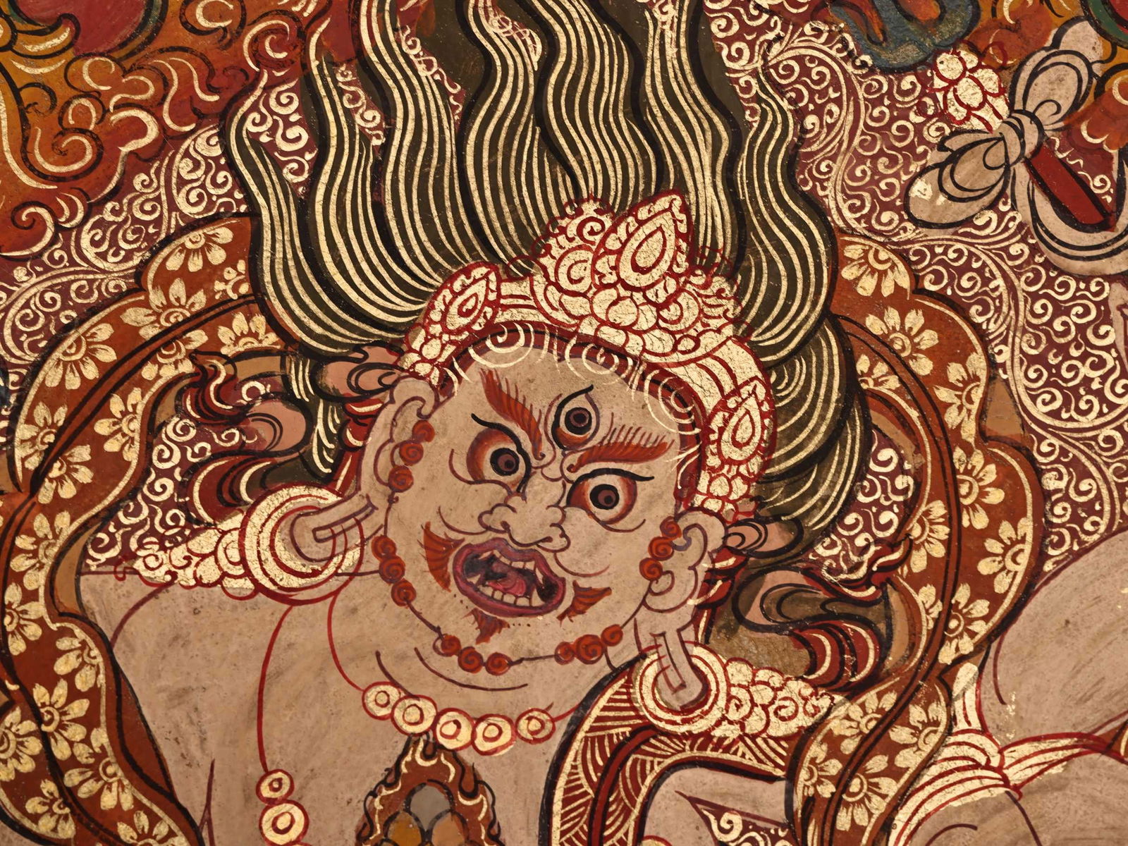 Colour Painted Mahakala Pattern Tangka - 11