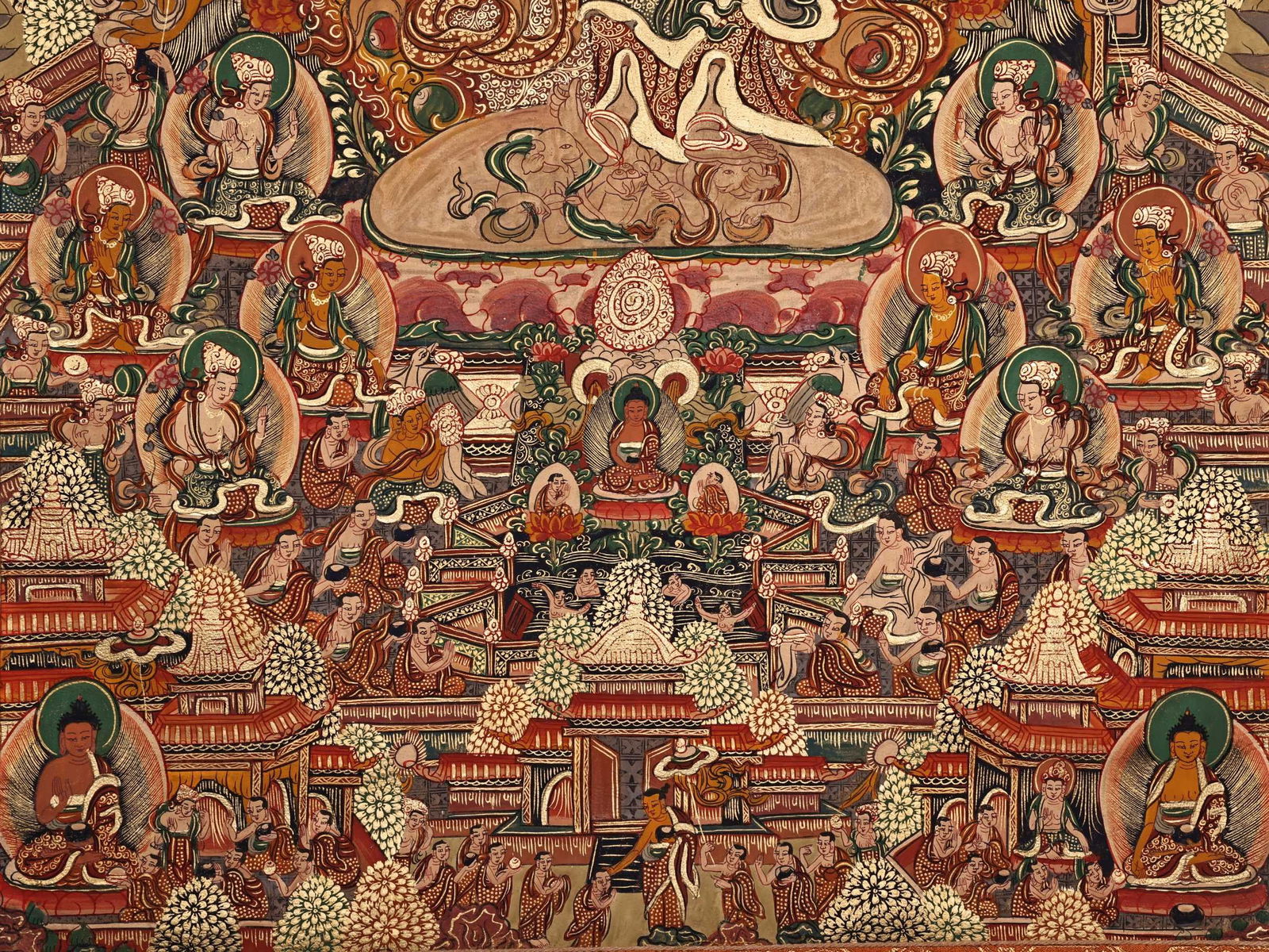 Colour Painted Mahakala Pattern Tangka - 12