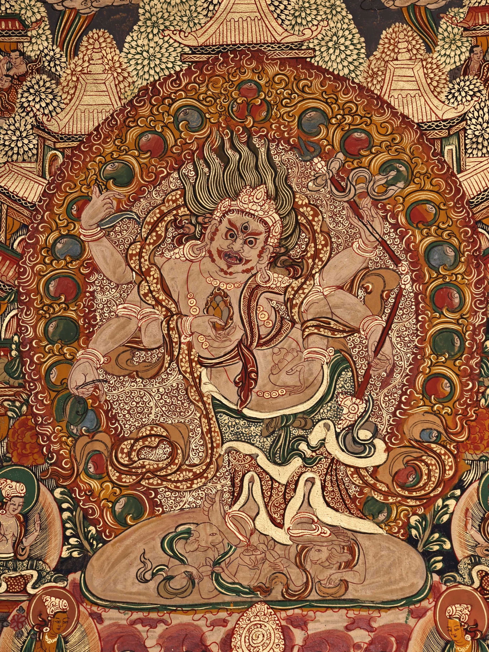 Colour Painted Mahakala Pattern Tangka - 14