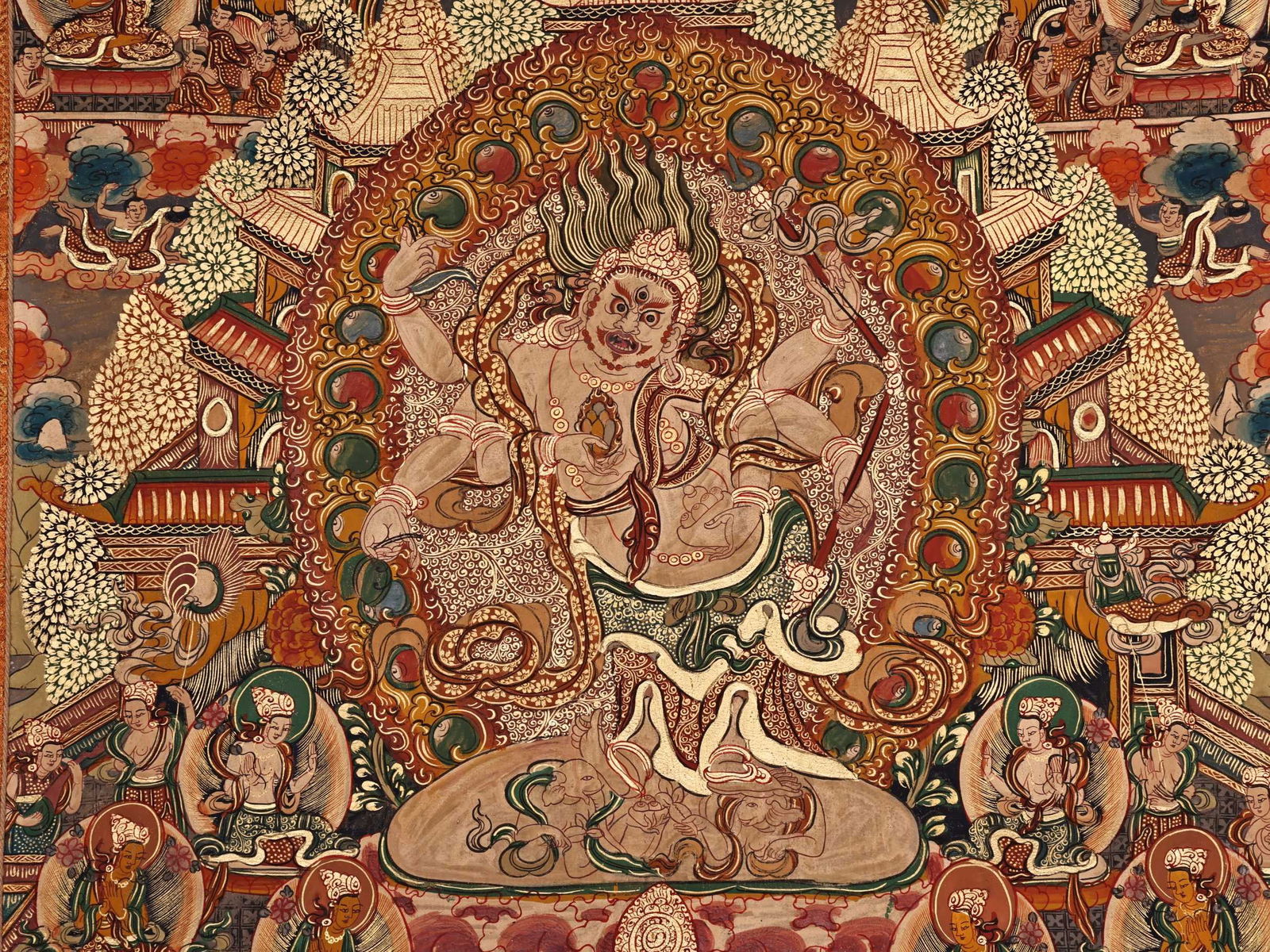 Colour Painted Mahakala Pattern Tangka - 2