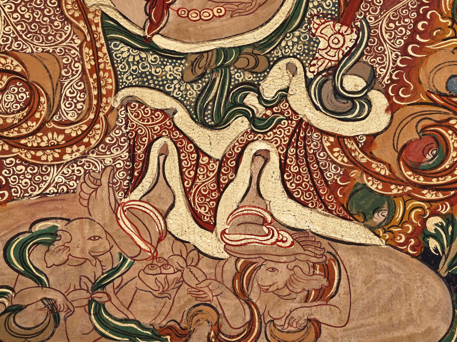 Colour Painted Mahakala Pattern Tangka - 3