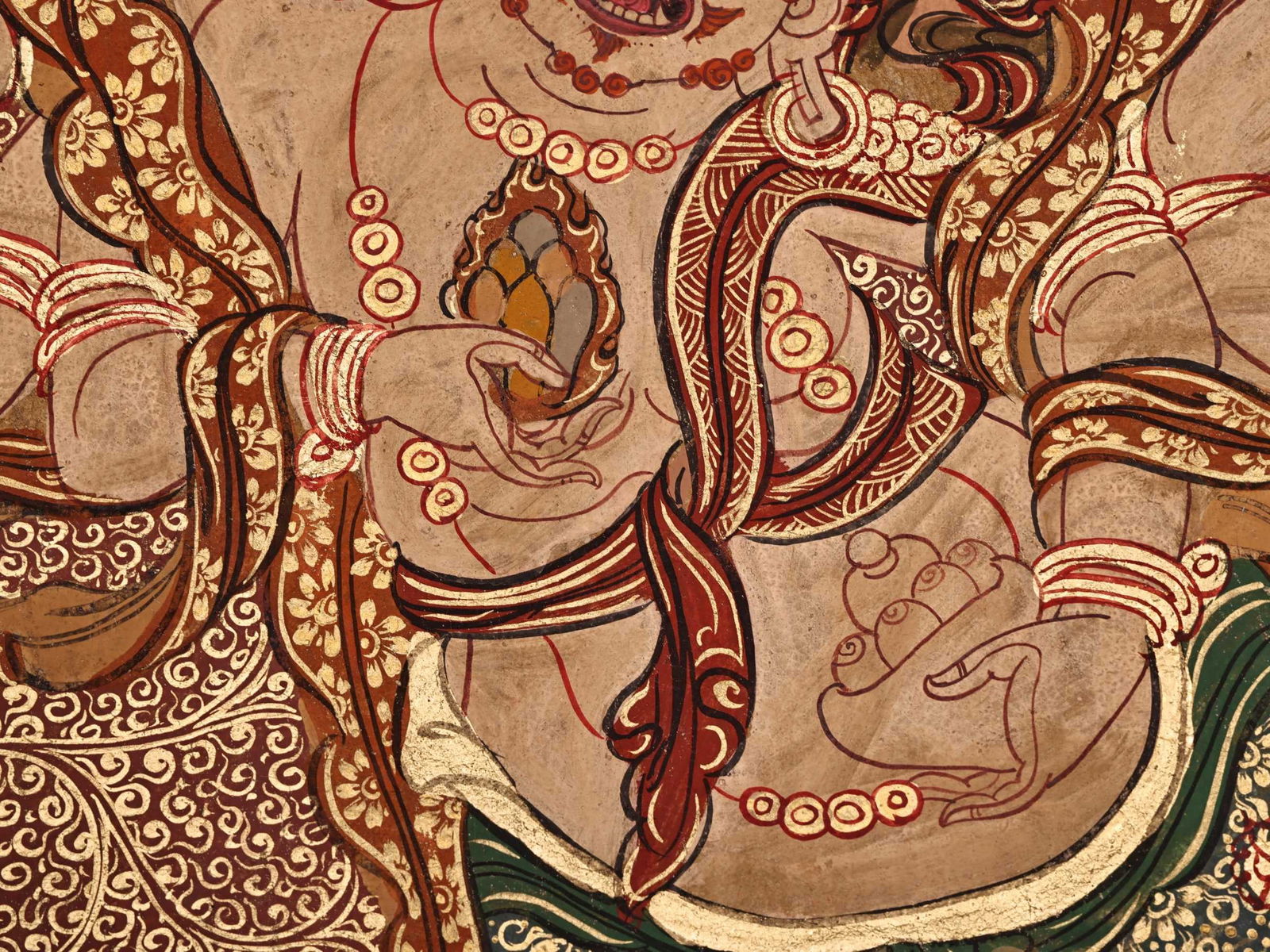 Colour Painted Mahakala Pattern Tangka - 9