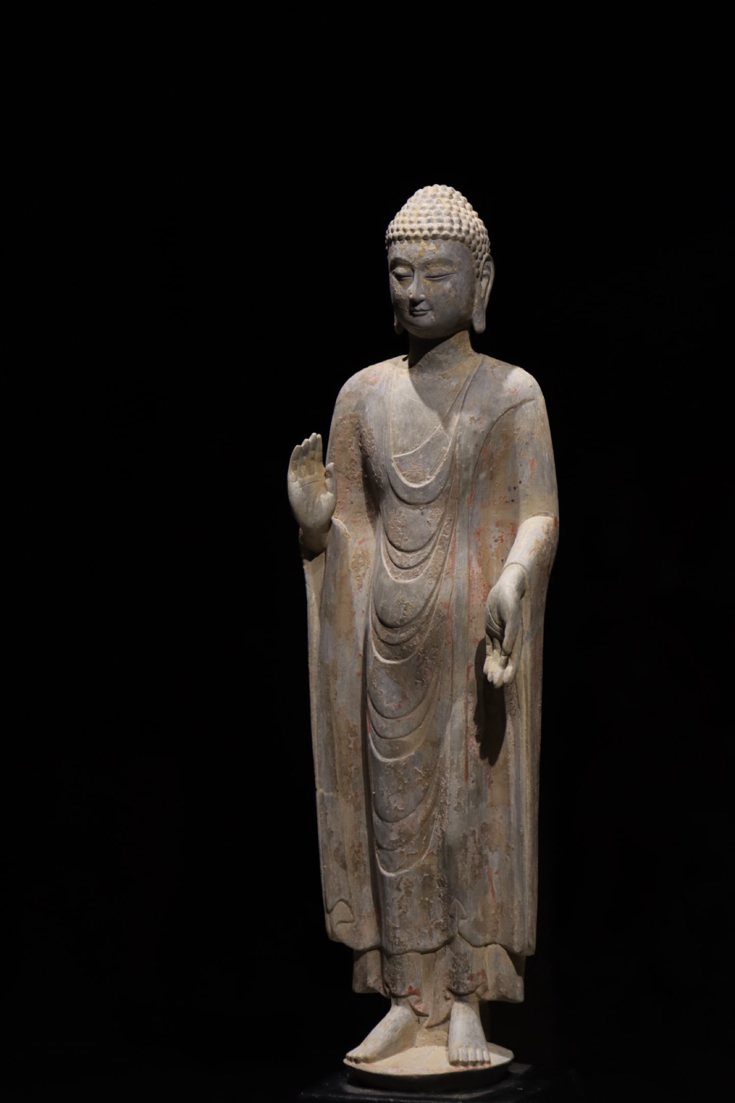 Grey Stone Sakyamuni Figure - 3