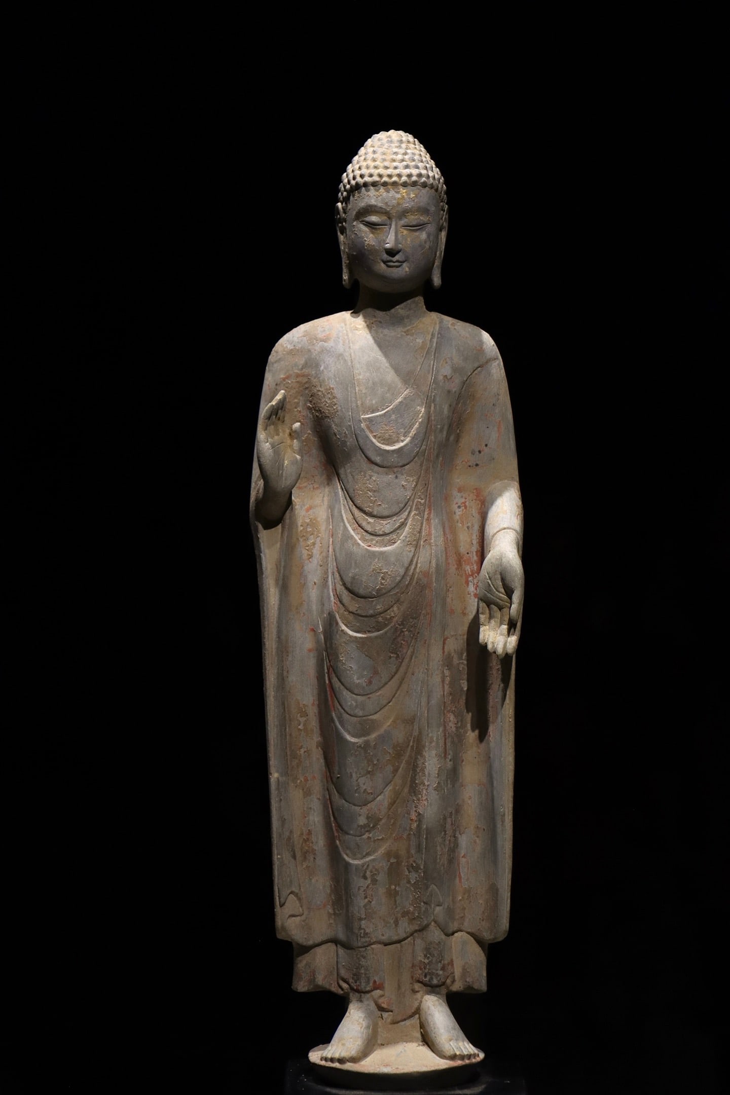 Grey Stone Sakyamuni Figure - 5