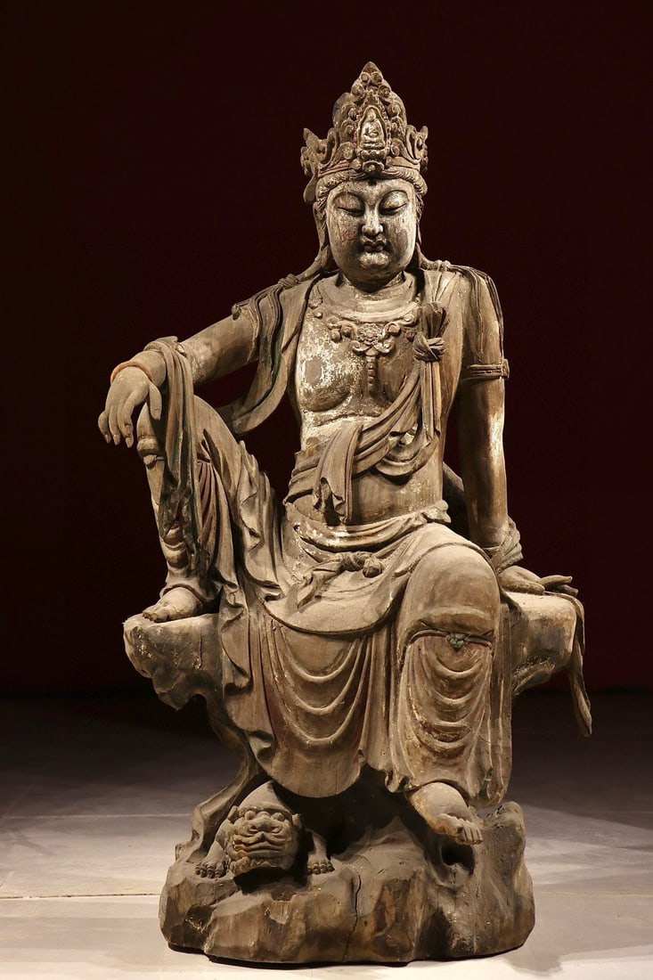 Wood Avalokitesvara Figure: Wood Avalokitesvara Figure (132 x 70 x 54cm)