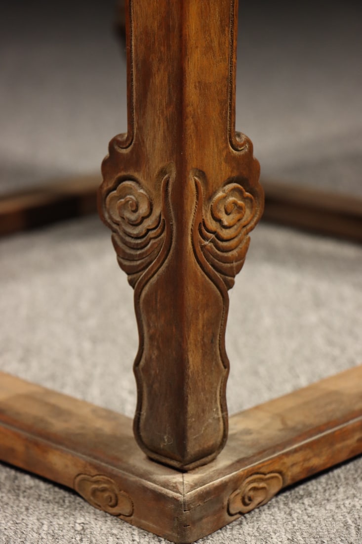 Huanghuali Wood Carved Dragon Pattern Square Table - 6