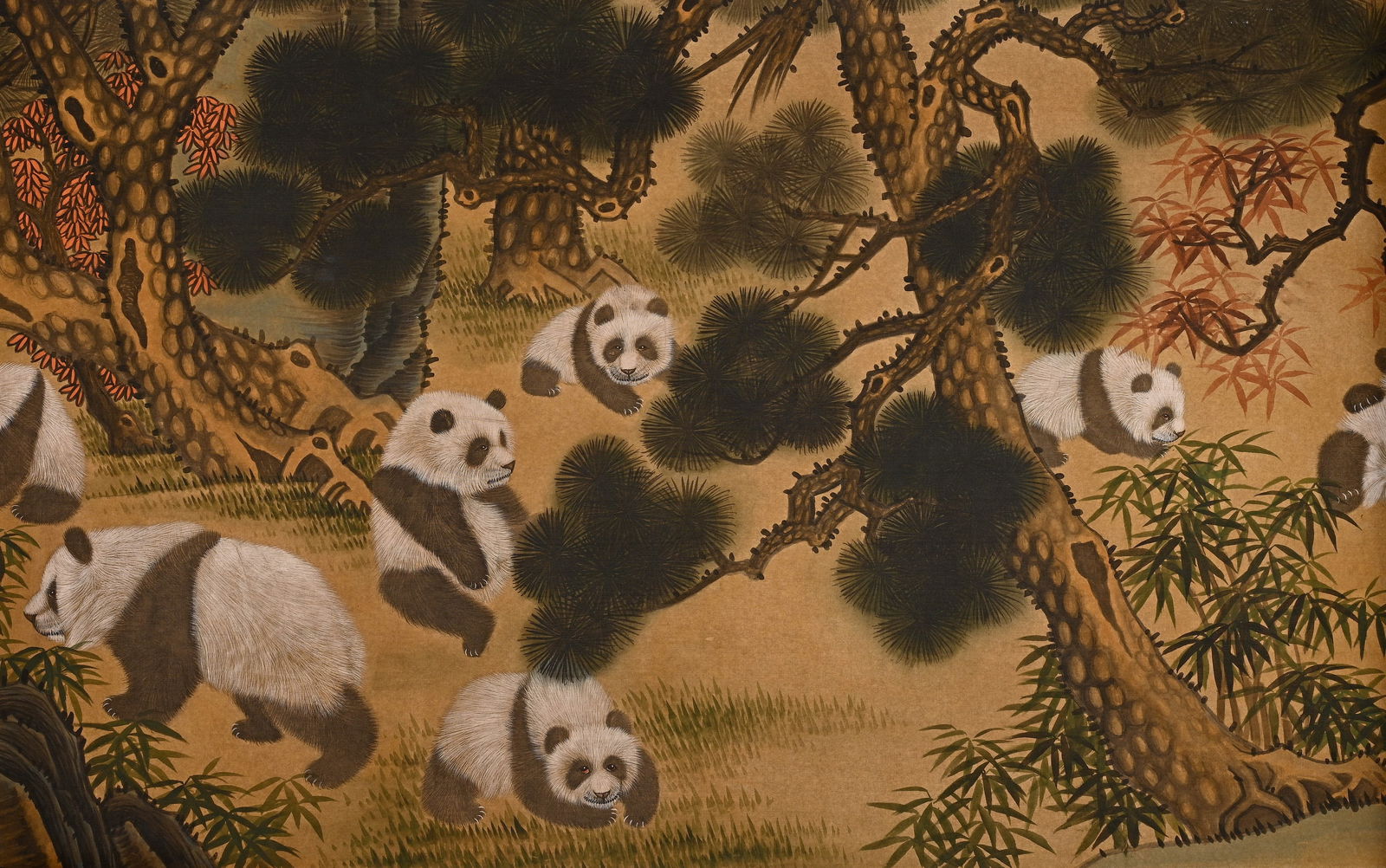 Chinese Drawing Panda Hand Scroll,Lang Shining Mark - 11