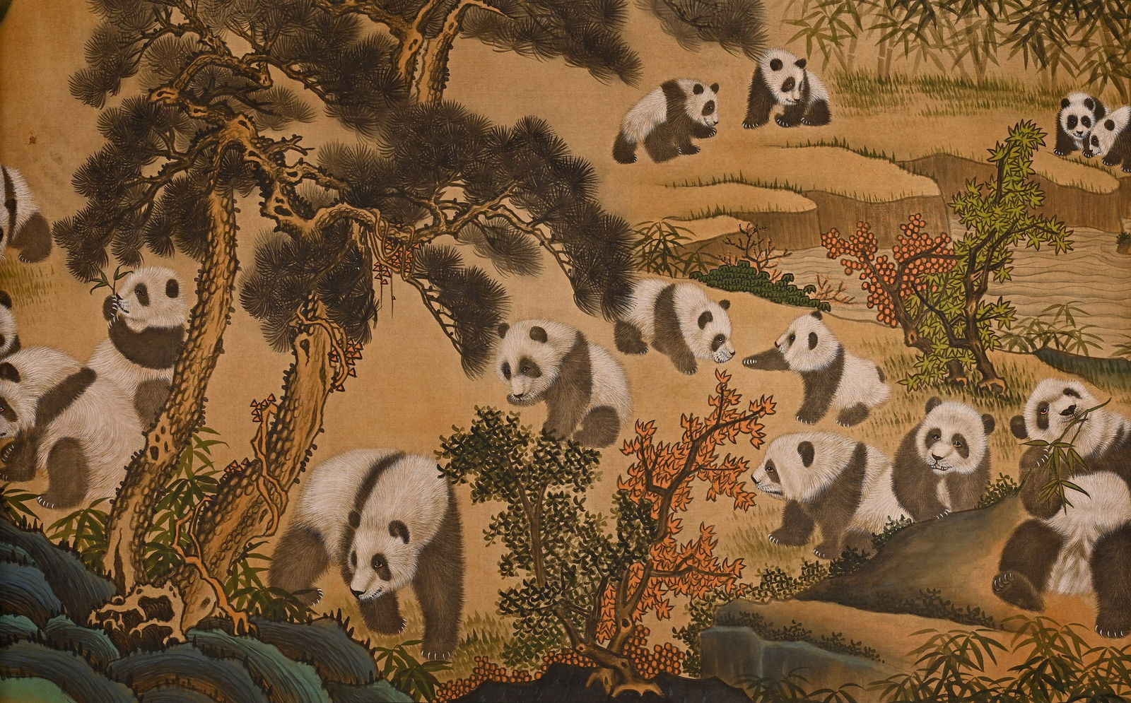 Chinese Drawing Panda Hand Scroll,Lang Shining Mark - 6