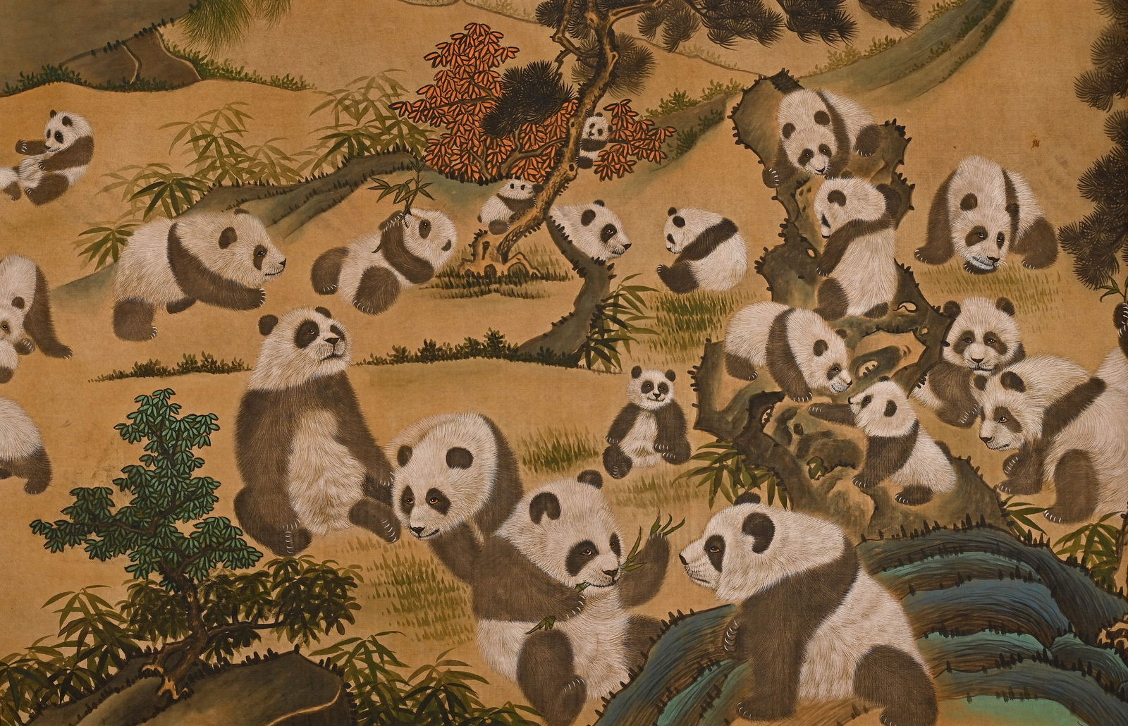 Chinese Drawing Panda Hand Scroll,Lang Shining Mark - 7