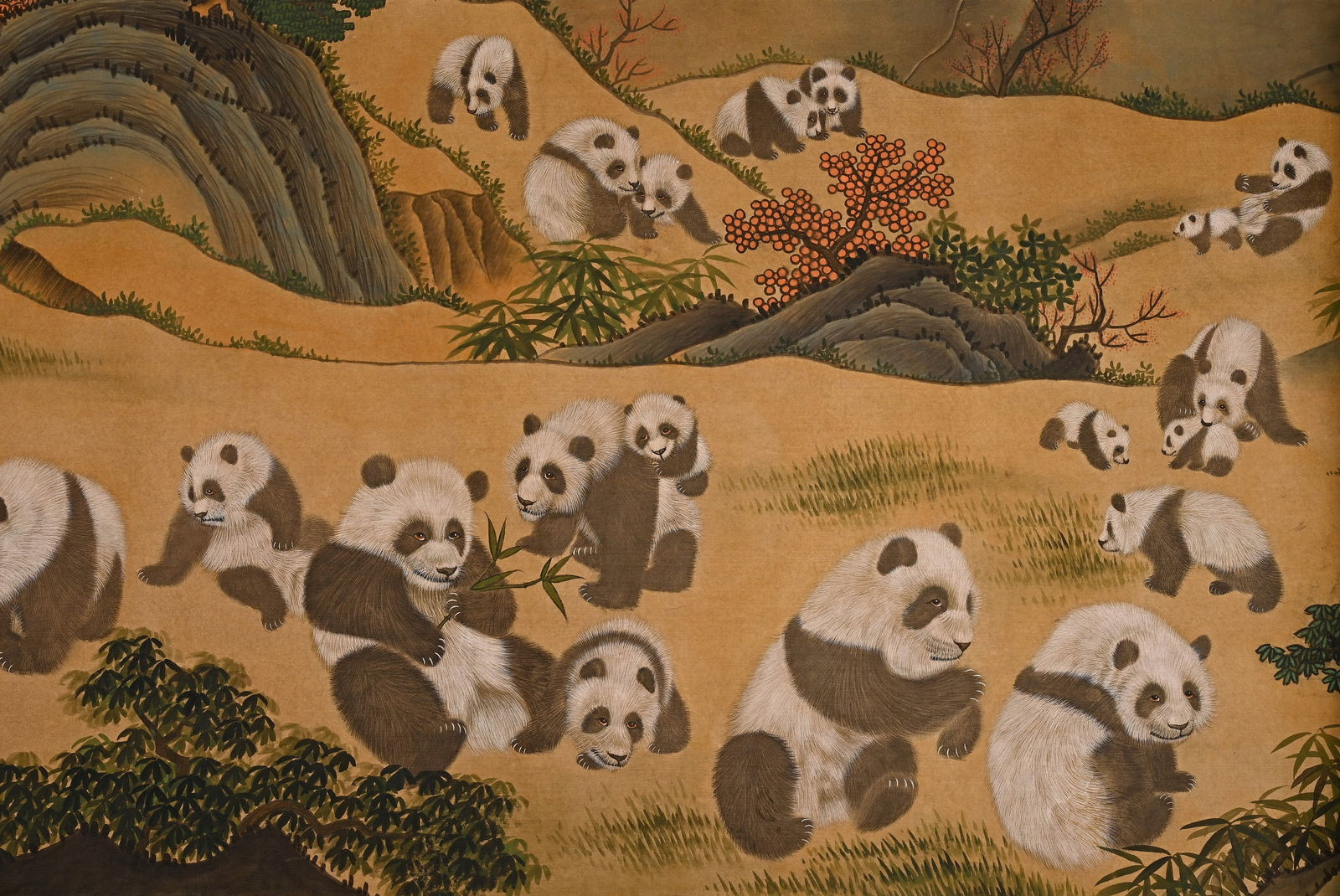 Chinese Drawing Panda Hand Scroll,Lang Shining Mark - 8