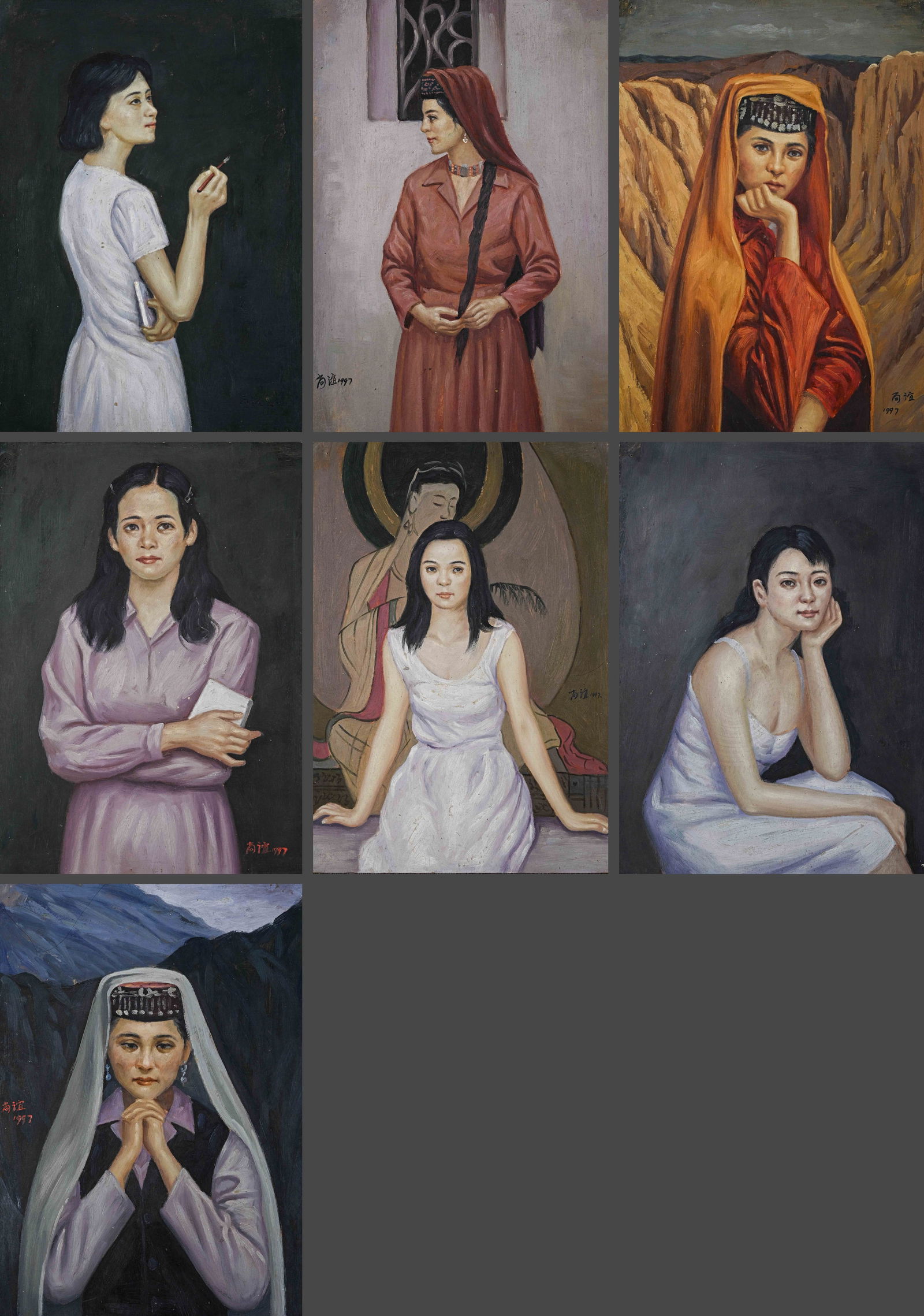 Chinese Drawing Beauty Oil Painting,Jin Shangyi Mark: Chinese Drawing Beauty Oil Painting,Jin Shangyi Mark (30 x 42cm)