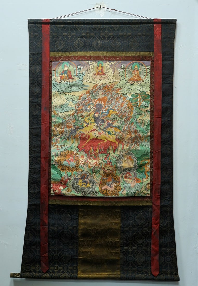 Colour Painted Guardian Pattern Tangka: Colour Painted Guardian Pattern Tangka (65.5 x 88.5cm)