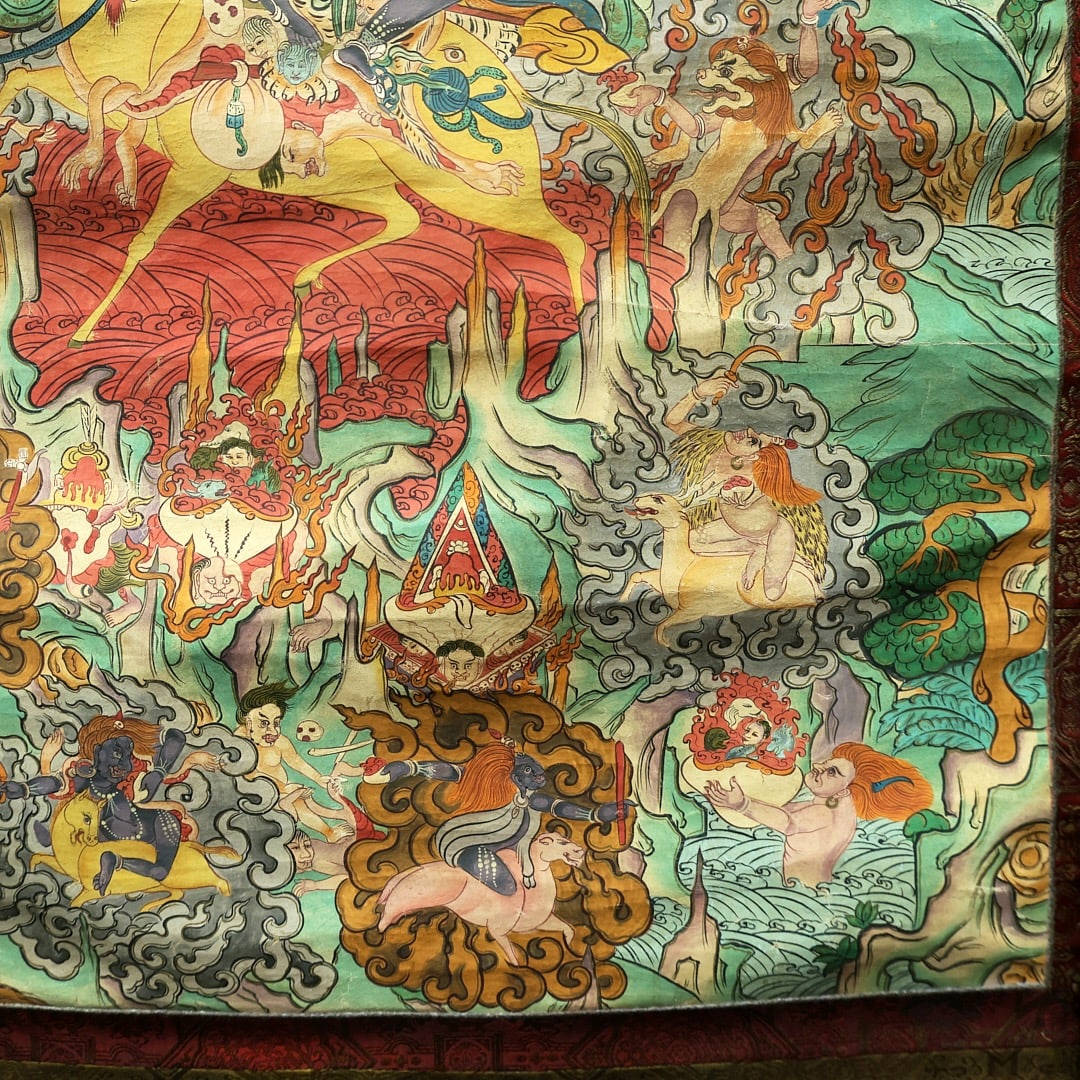 Colour Painted Guardian Pattern Tangka - 2