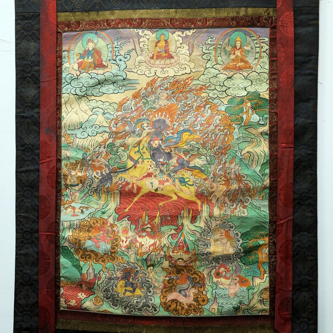 Colour Painted Guardian Pattern Tangka - 3