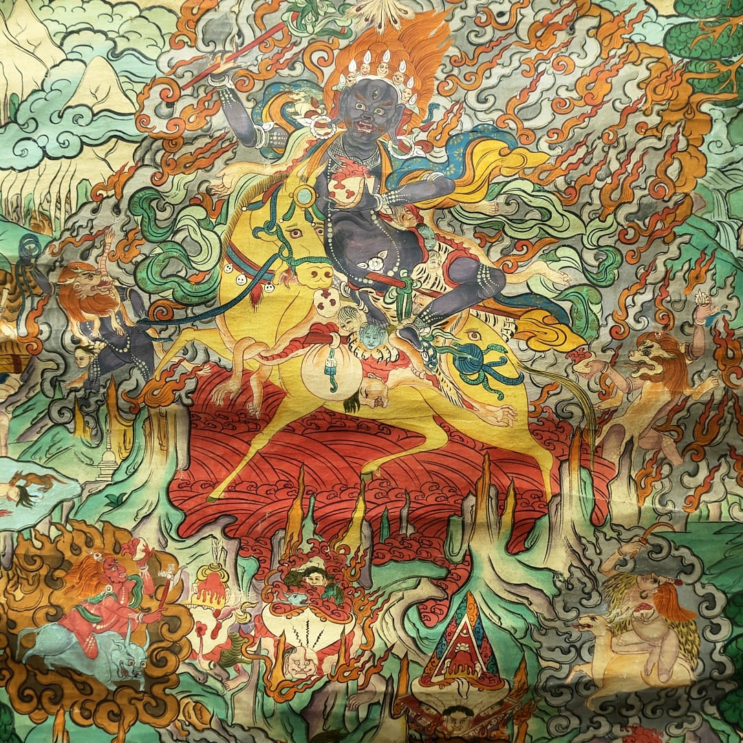 Colour Painted Guardian Pattern Tangka - 4