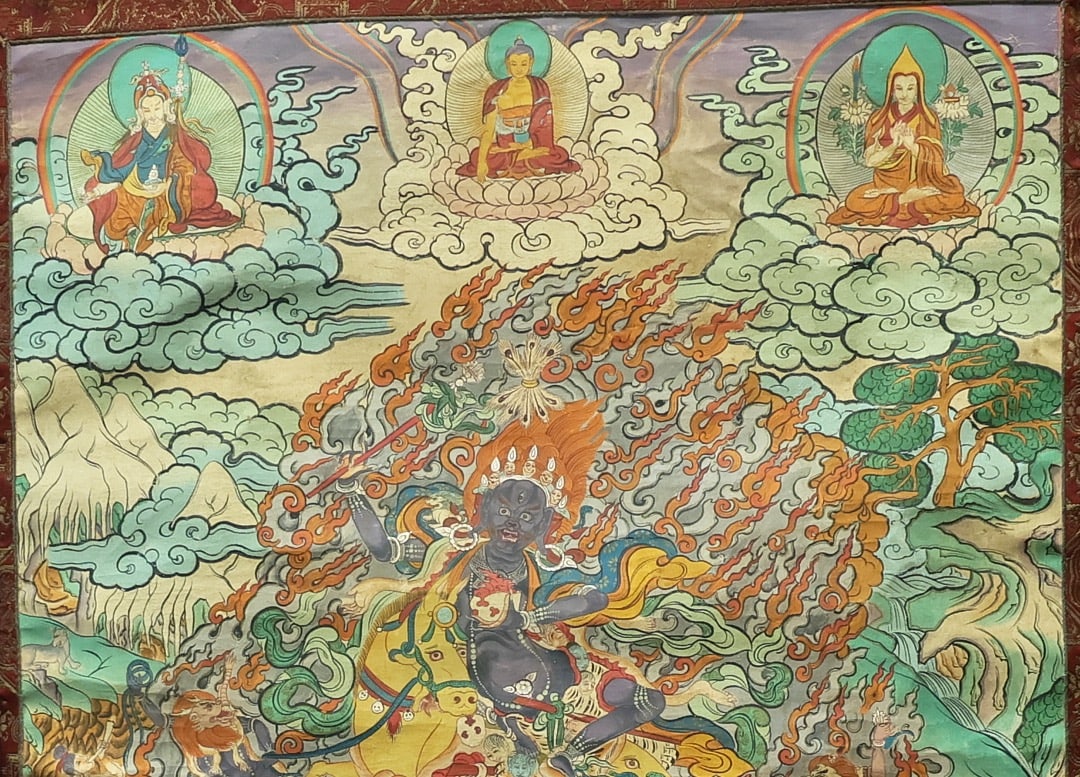 Colour Painted Guardian Pattern Tangka - 5