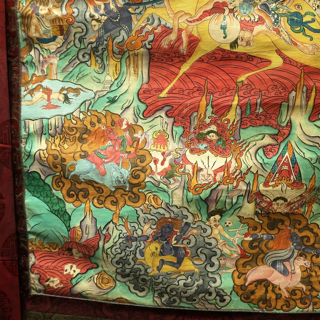 Colour Painted Guardian Pattern Tangka - 6