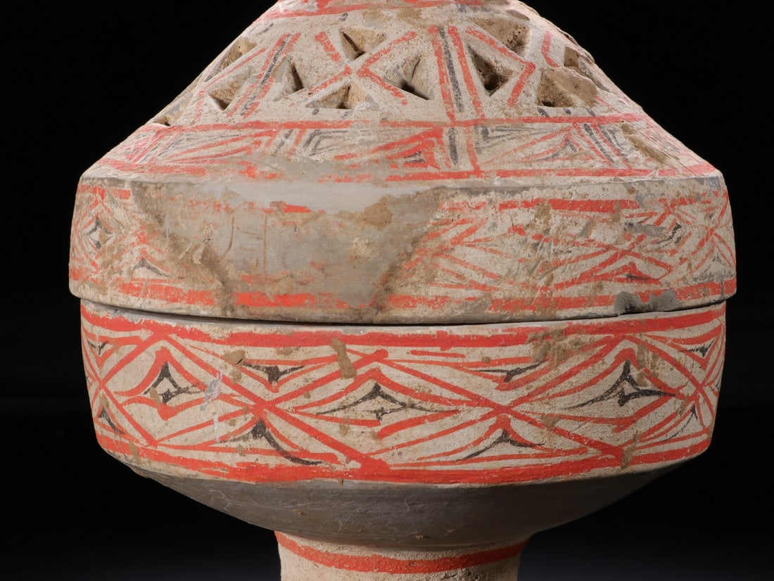 Pottery Colour Painted Flower Pattern Incense Burner - 10