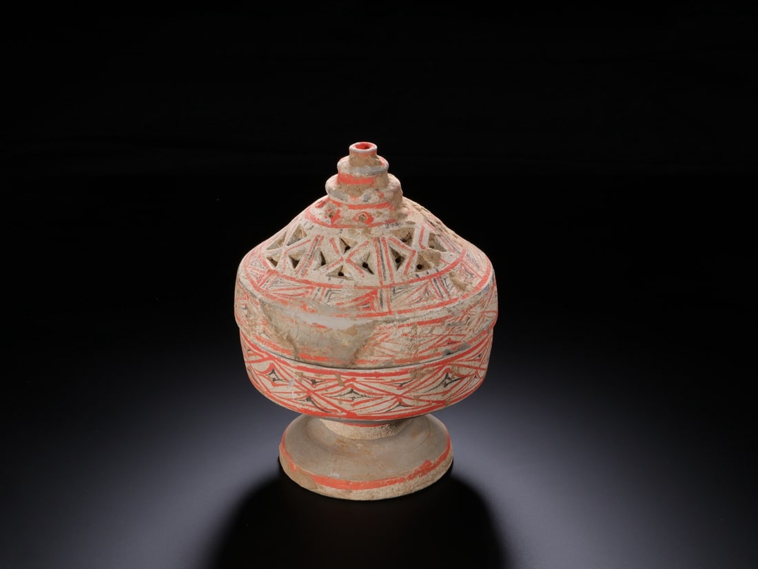 Pottery Colour Painted Flower Pattern Incense Burner - 3