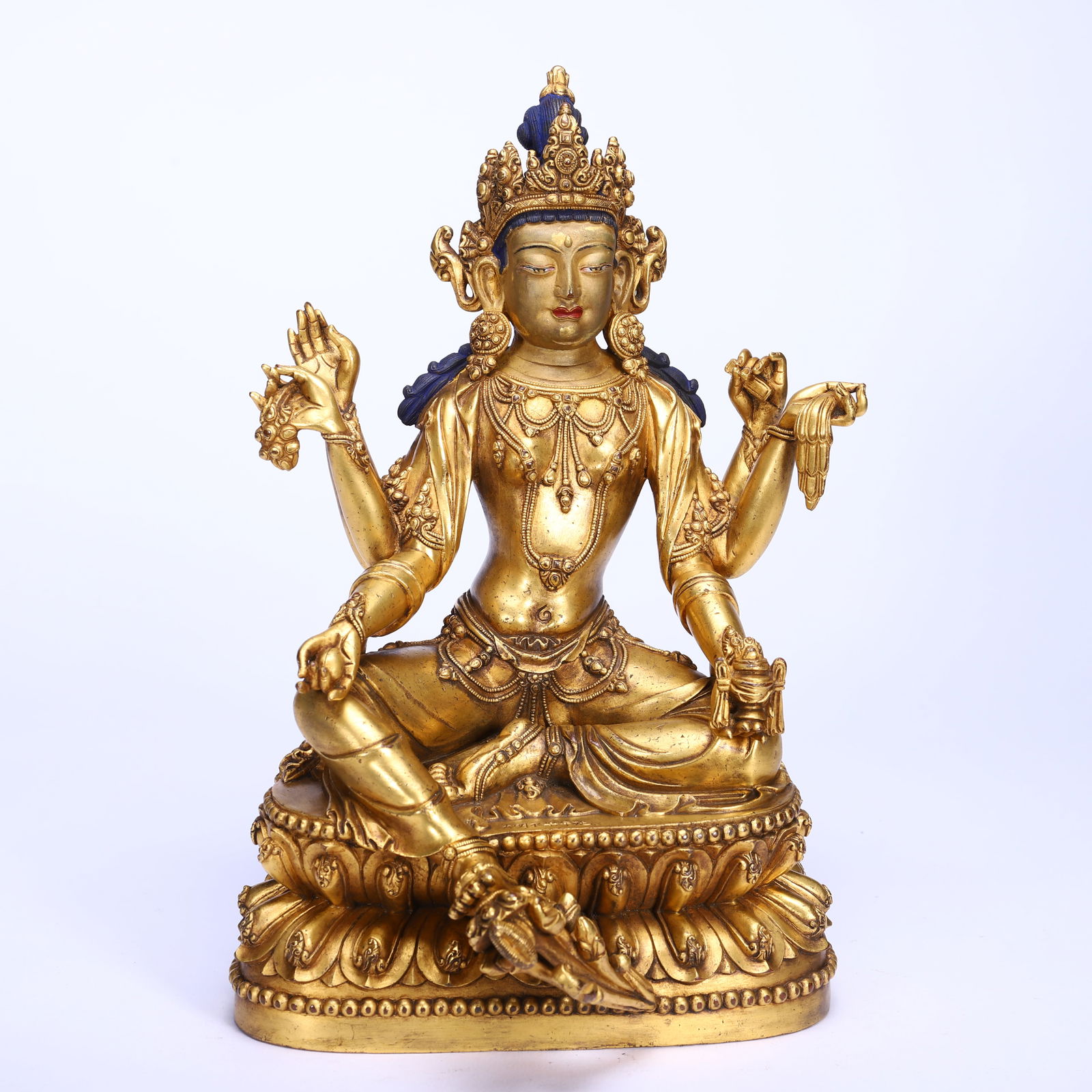 Gilt Bronze Six Armed GuanYin Figure: Gilt Bronze Six Armed GuanYin Figure (18 x 16 x 28cm,Weight 3710g)