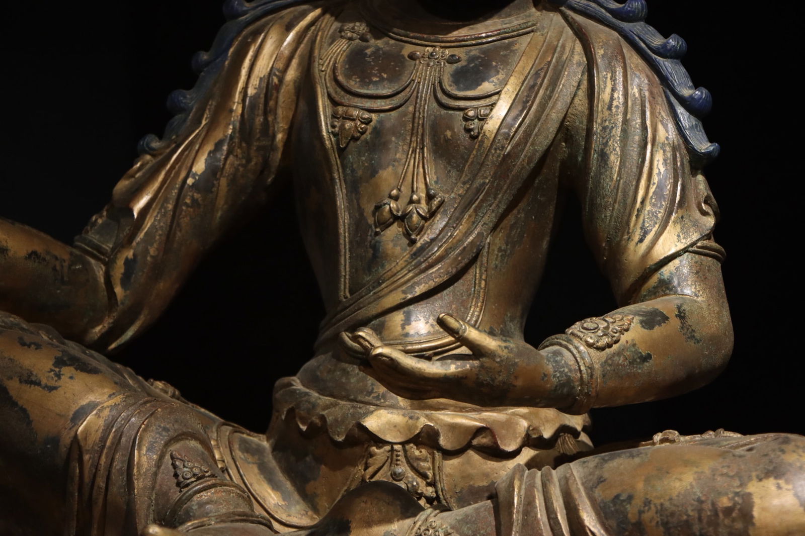 Gilt Bronze GuanYin Figure - 5