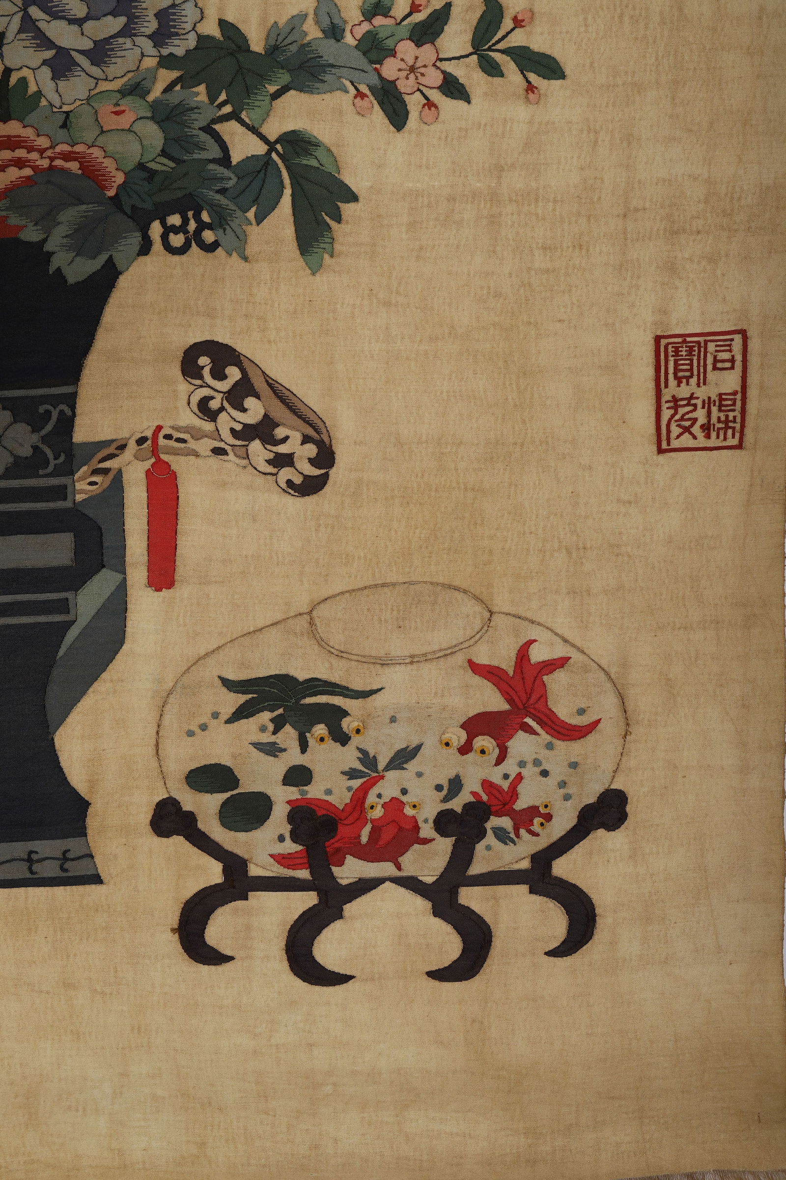 Silk Flower and Flower Pot Pattern Embroidery - 3