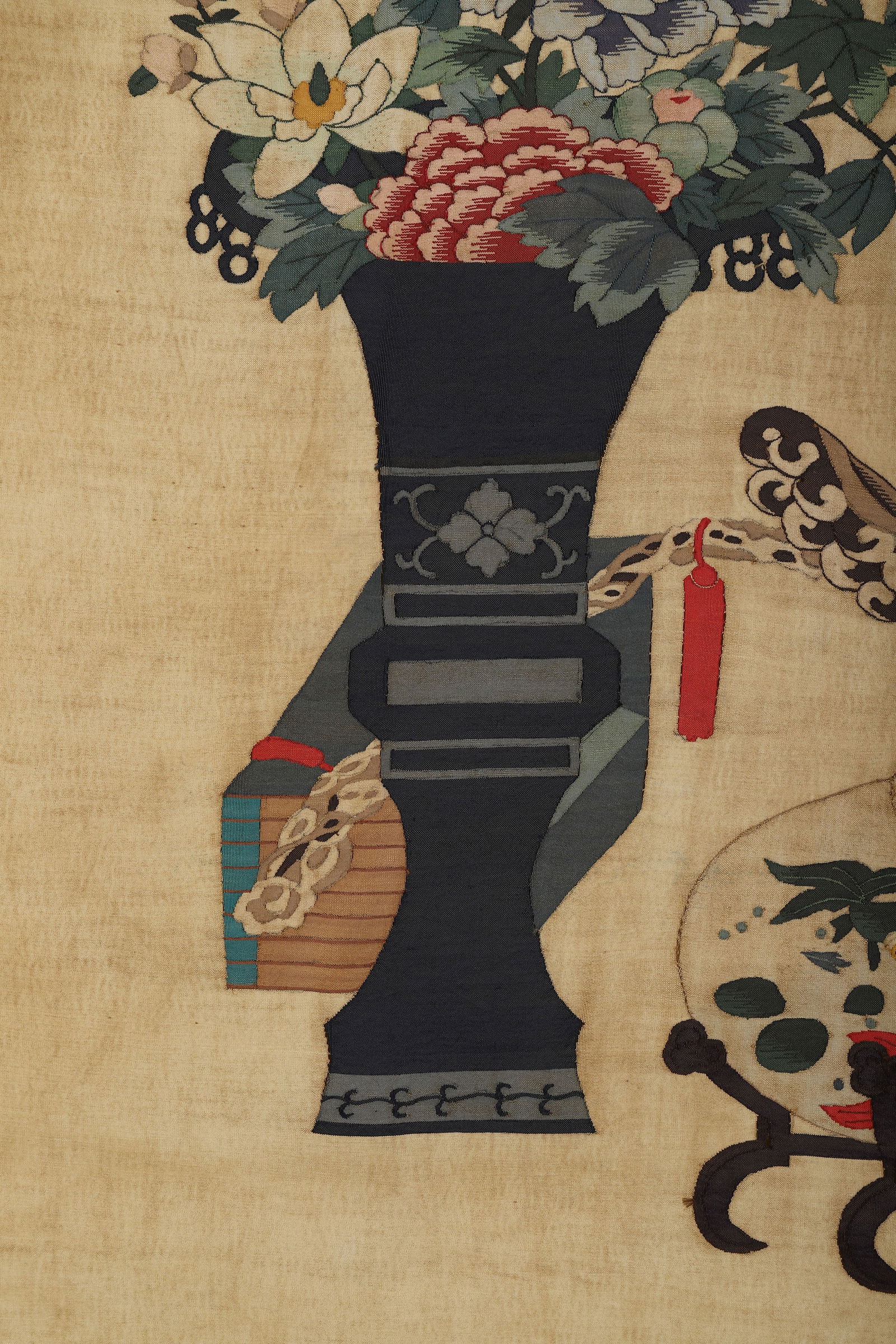 Silk Flower and Flower Pot Pattern Embroidery - 4