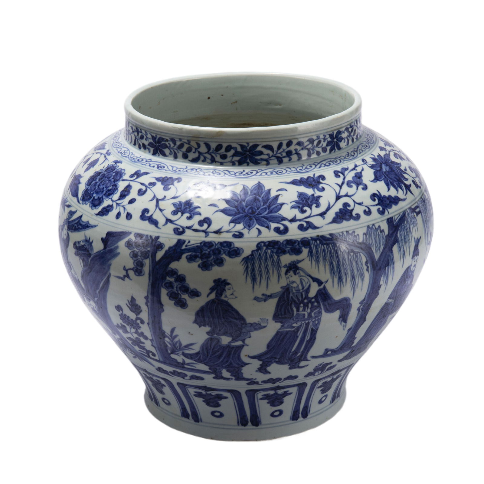 Blue and White Character Story and Flower Pattern Porcelain Pot (1 of 11)