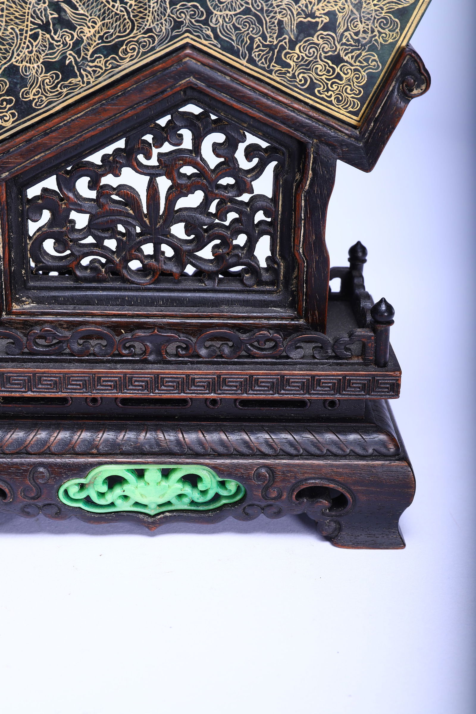 Jasper Jade Gold Drawing Dragon Pattern Qin - 4