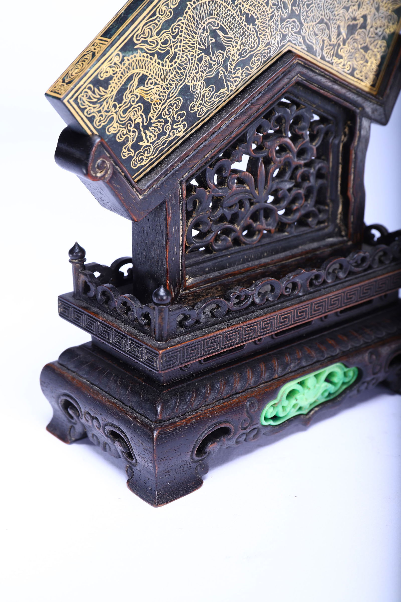 Jasper Jade Gold Drawing Dragon Pattern Qin - 6