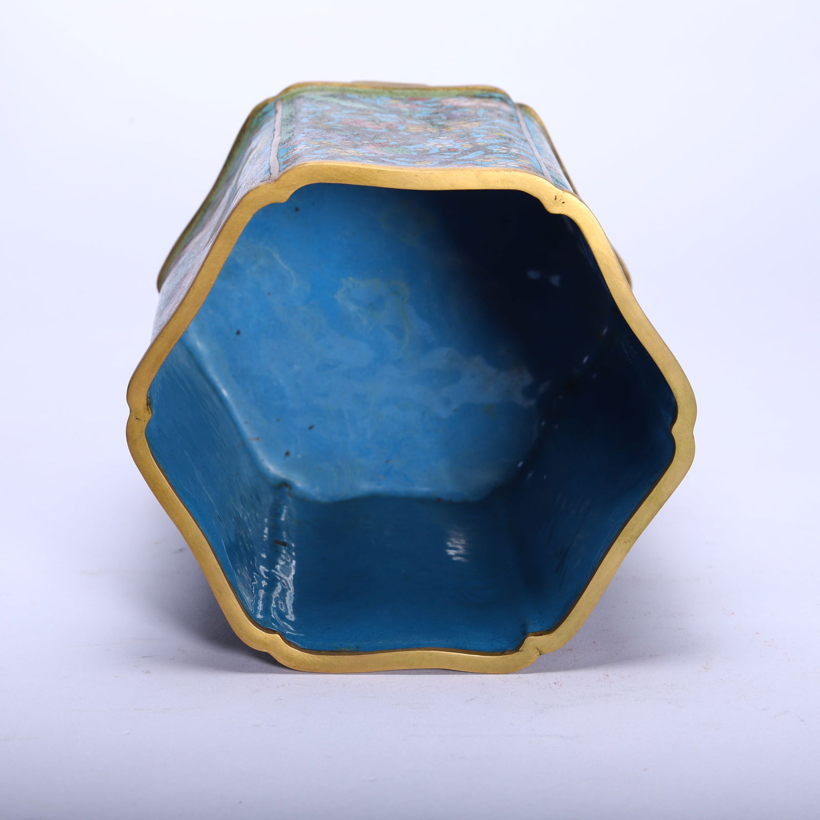 Bronze Cloisonne Carved Flower Pattern Brush Pot - 8