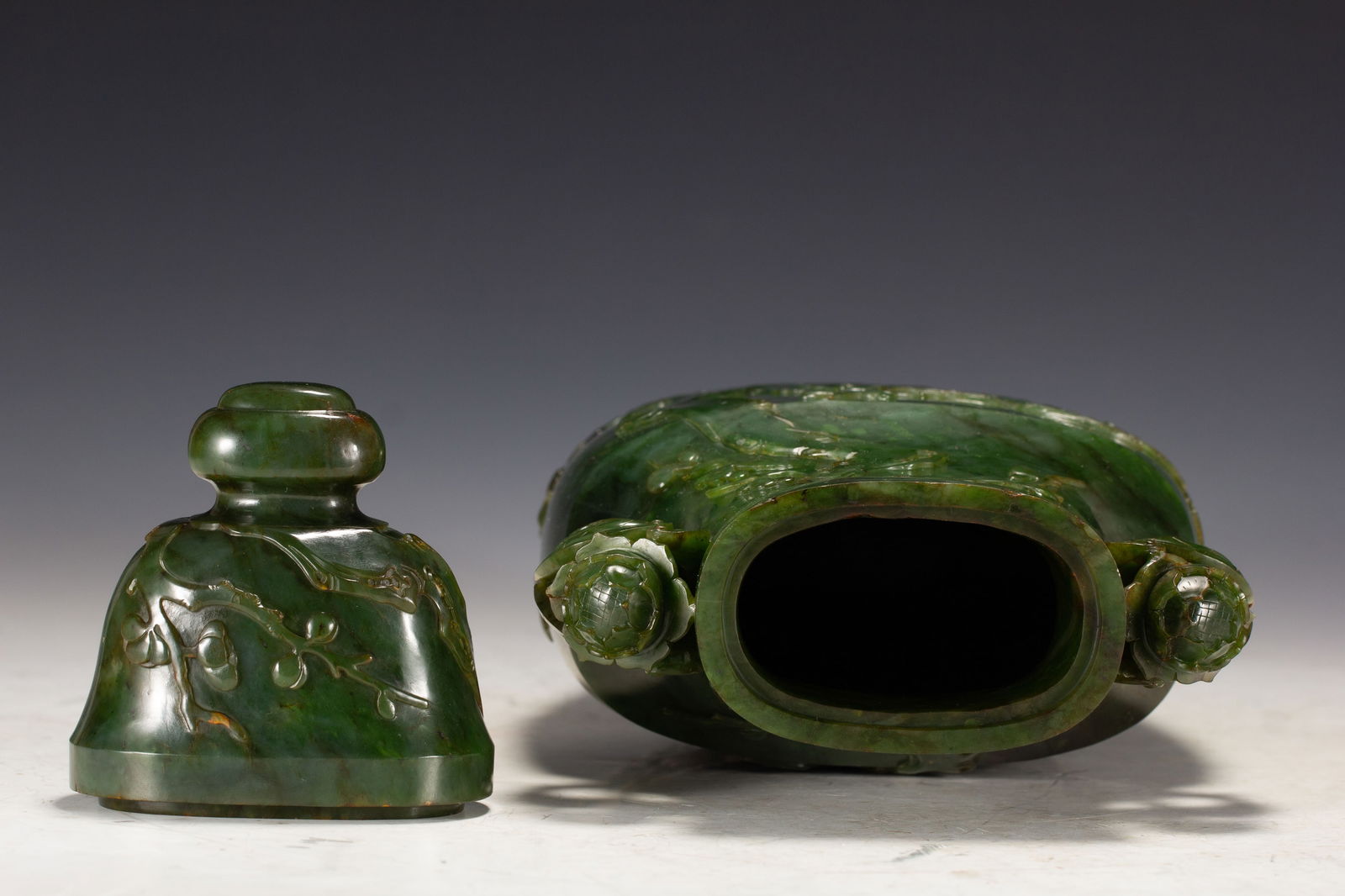 Jasper Jade Carved Flower and Bird Pattern Vase - 11