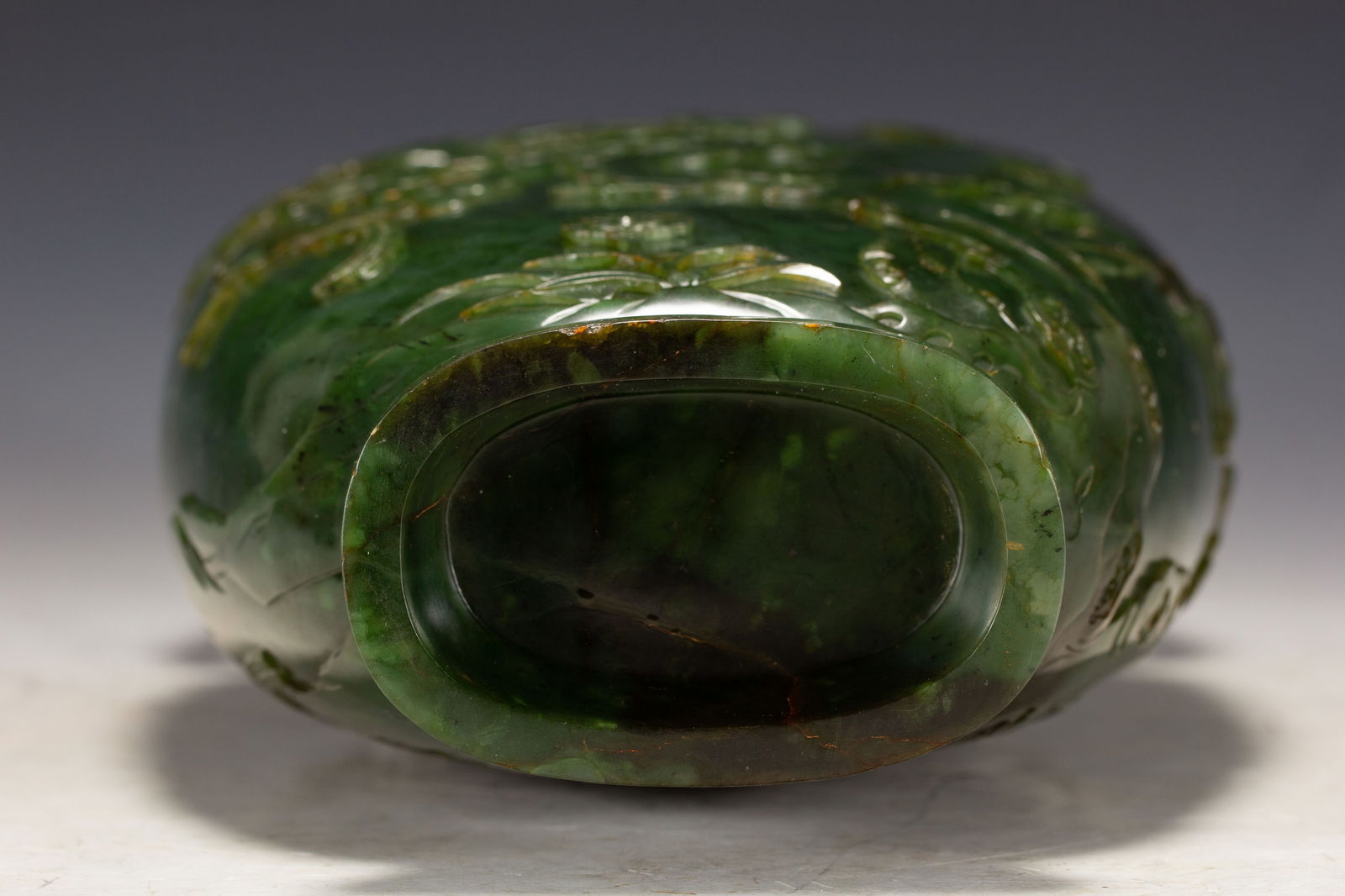 Jasper Jade Carved Flower and Bird Pattern Vase - 12