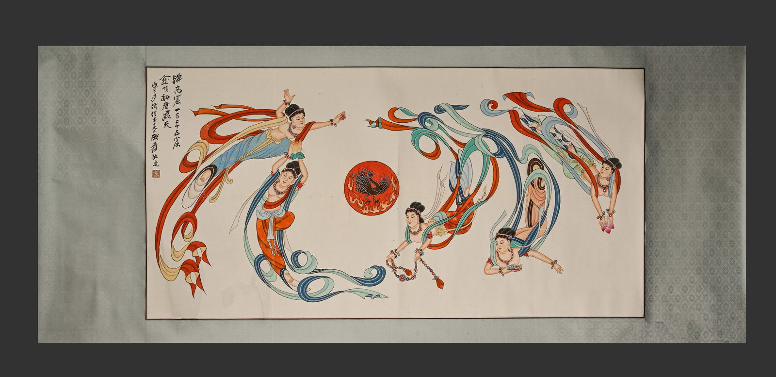 Chinese Drawing Flying Beauty Painting,Zhang Daqian Mark: Chinese Drawing Flying Beauty Painting,Zhang Daqian Mark (65 x 129cm)