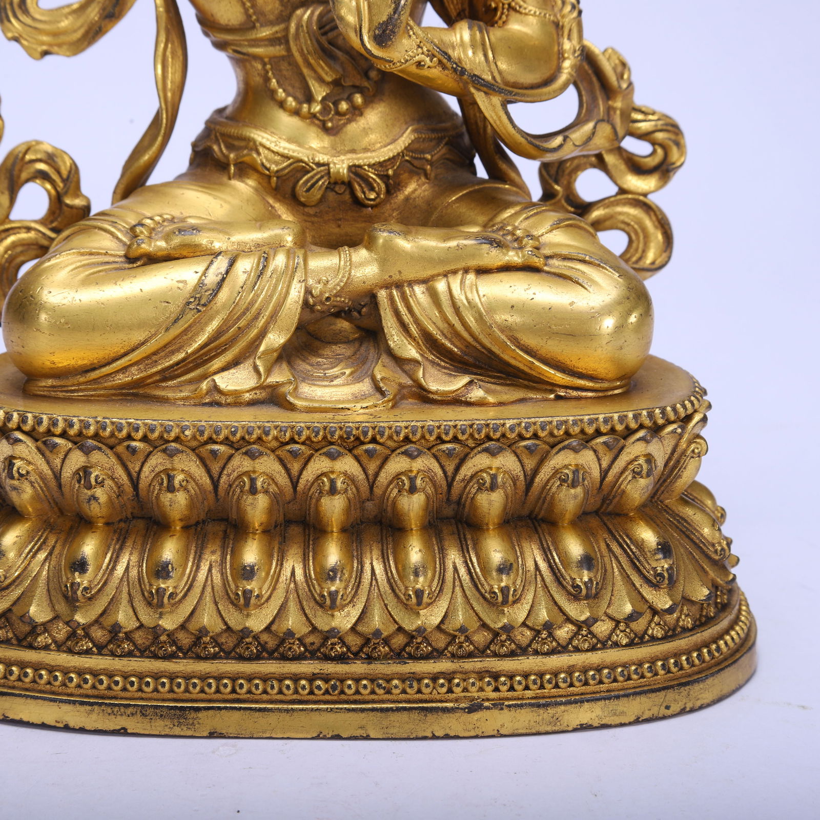 Gilt Bronze Manjushri Figure - 3