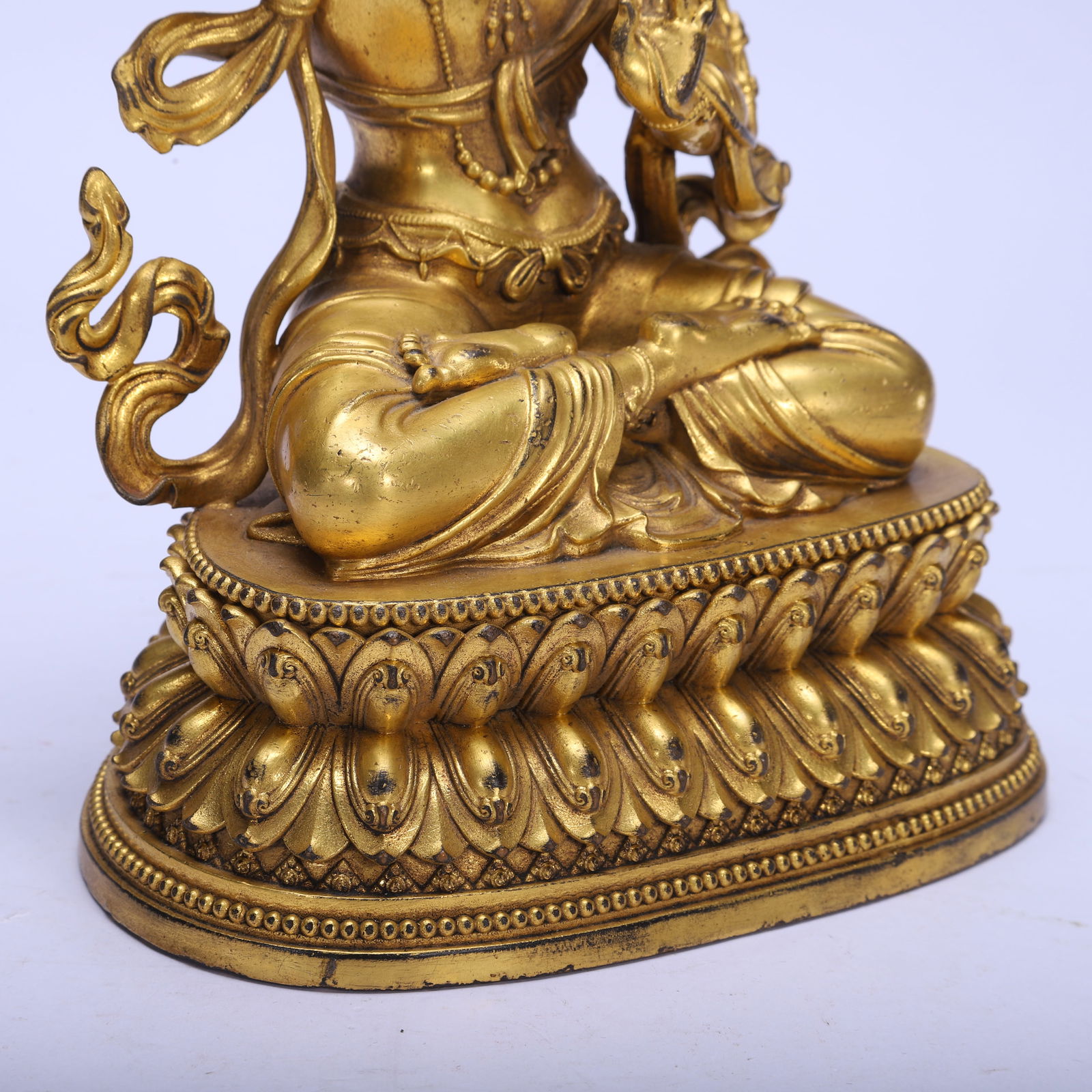 Gilt Bronze Manjushri Figure - 6