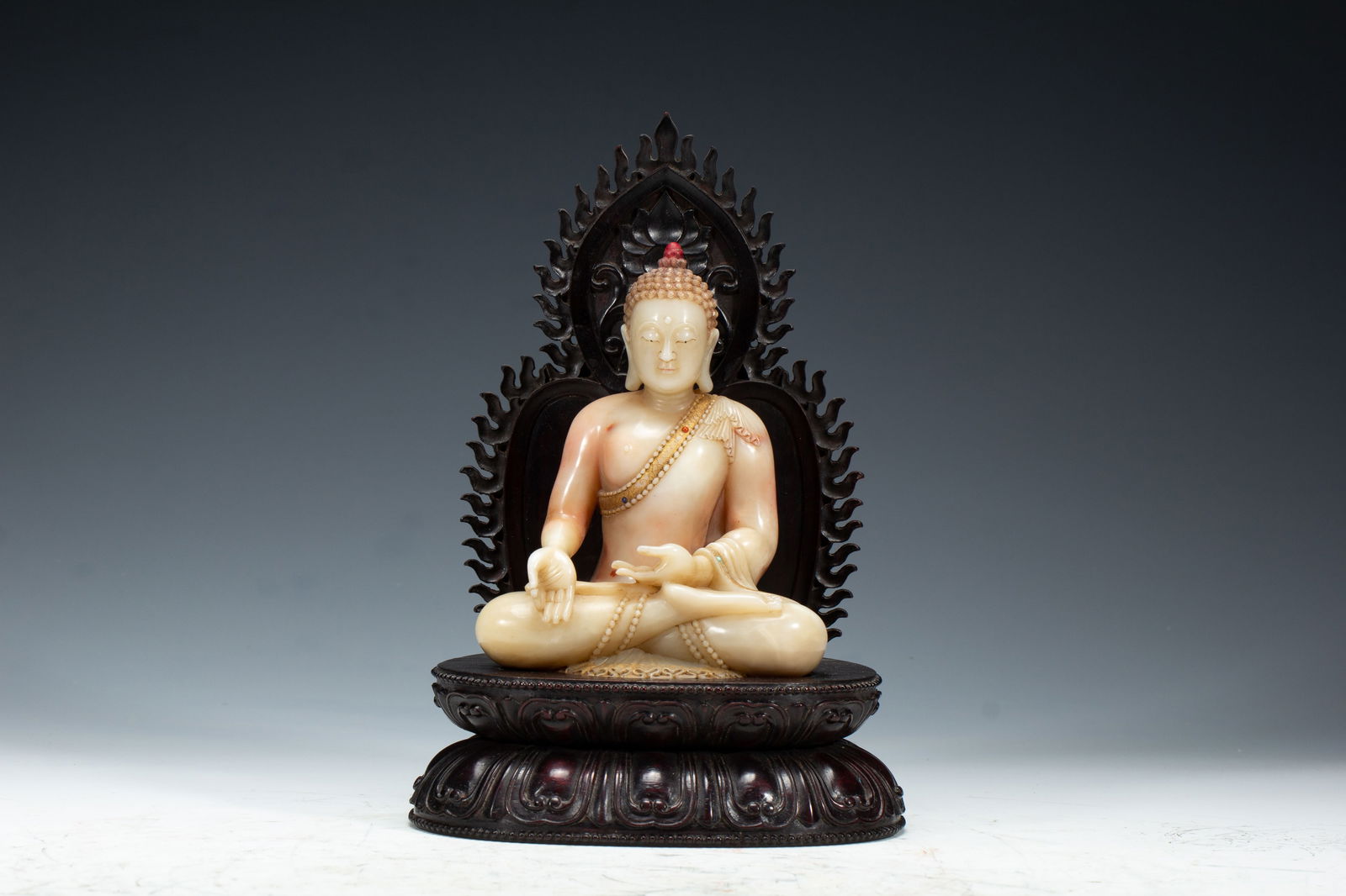 Shoushan Stone Carved Sakyamuni Figure: Shoushan Stone Carved Sakyamuni Figure (16 x 13 x 23.5cm,Weight 1600g)