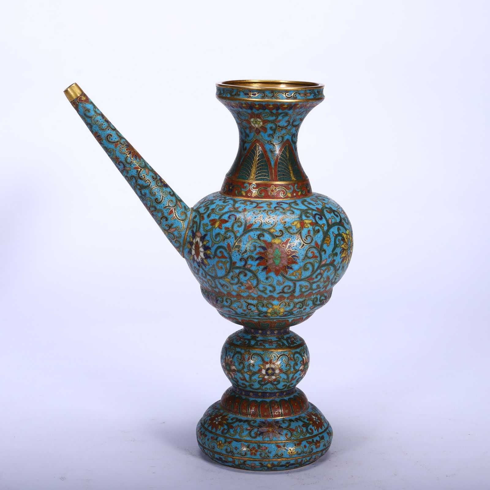 Bronze Cloisonne Carved Flower Pattern Pot: Bronze Cloisonne Carved Flower Pattern Pot (18 x 11 x 23.5cm)