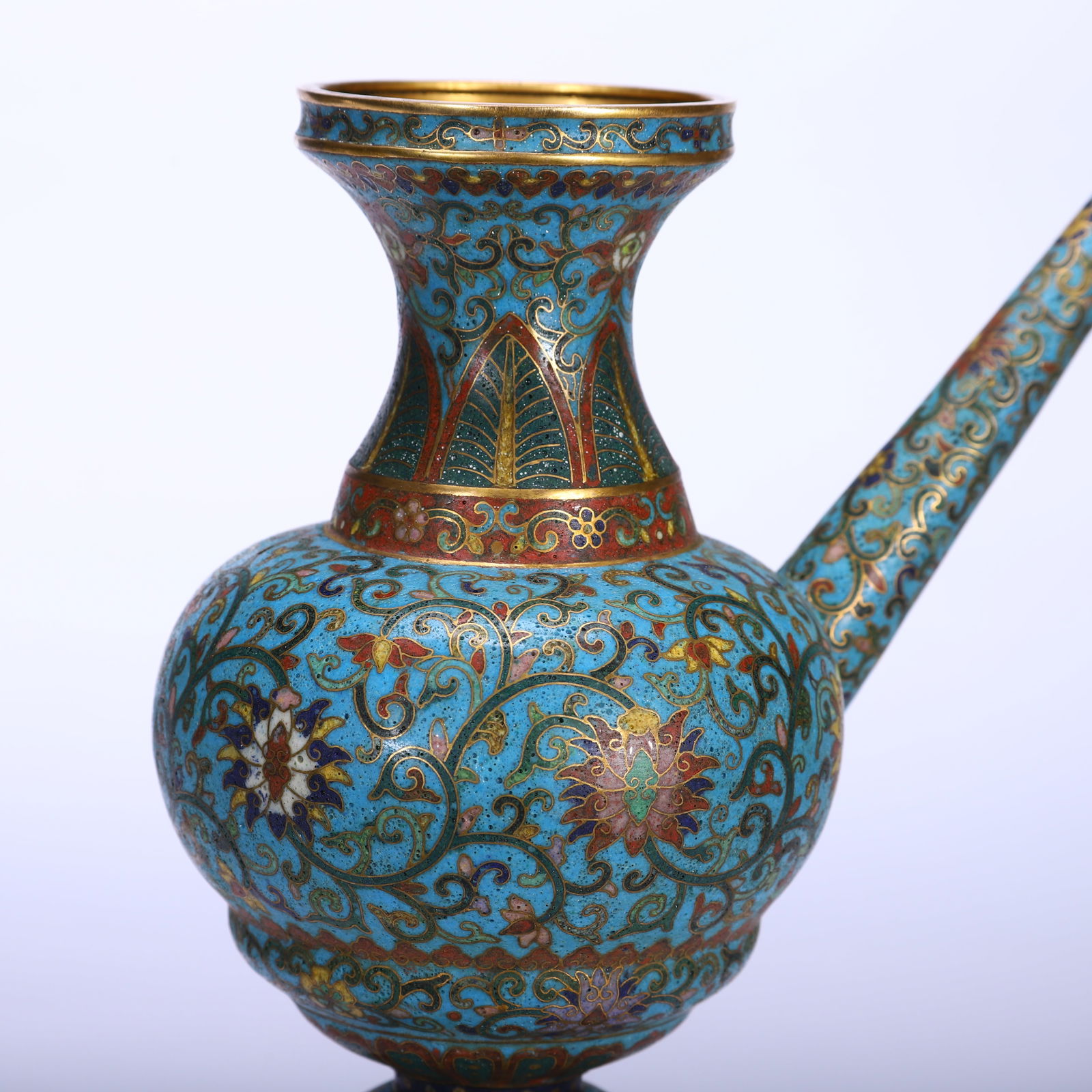 Bronze Cloisonne Carved Flower Pattern Pot - 5