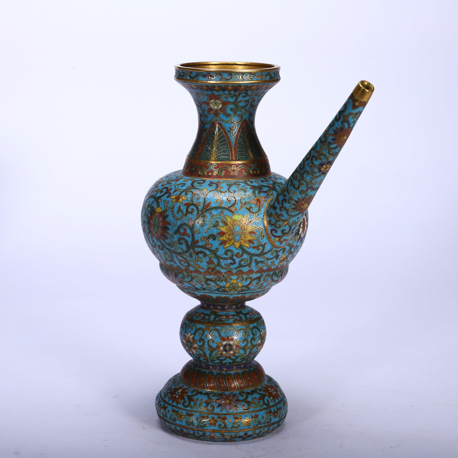 Bronze Cloisonne Carved Flower Pattern Pot - 7