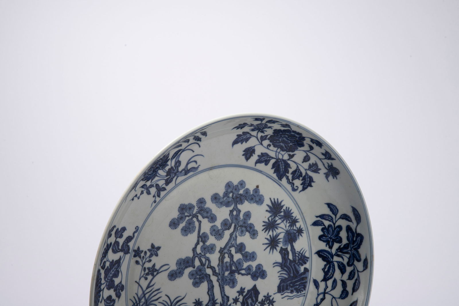 Blue and White Pine Tree Pattern Porcelain Plate - 6