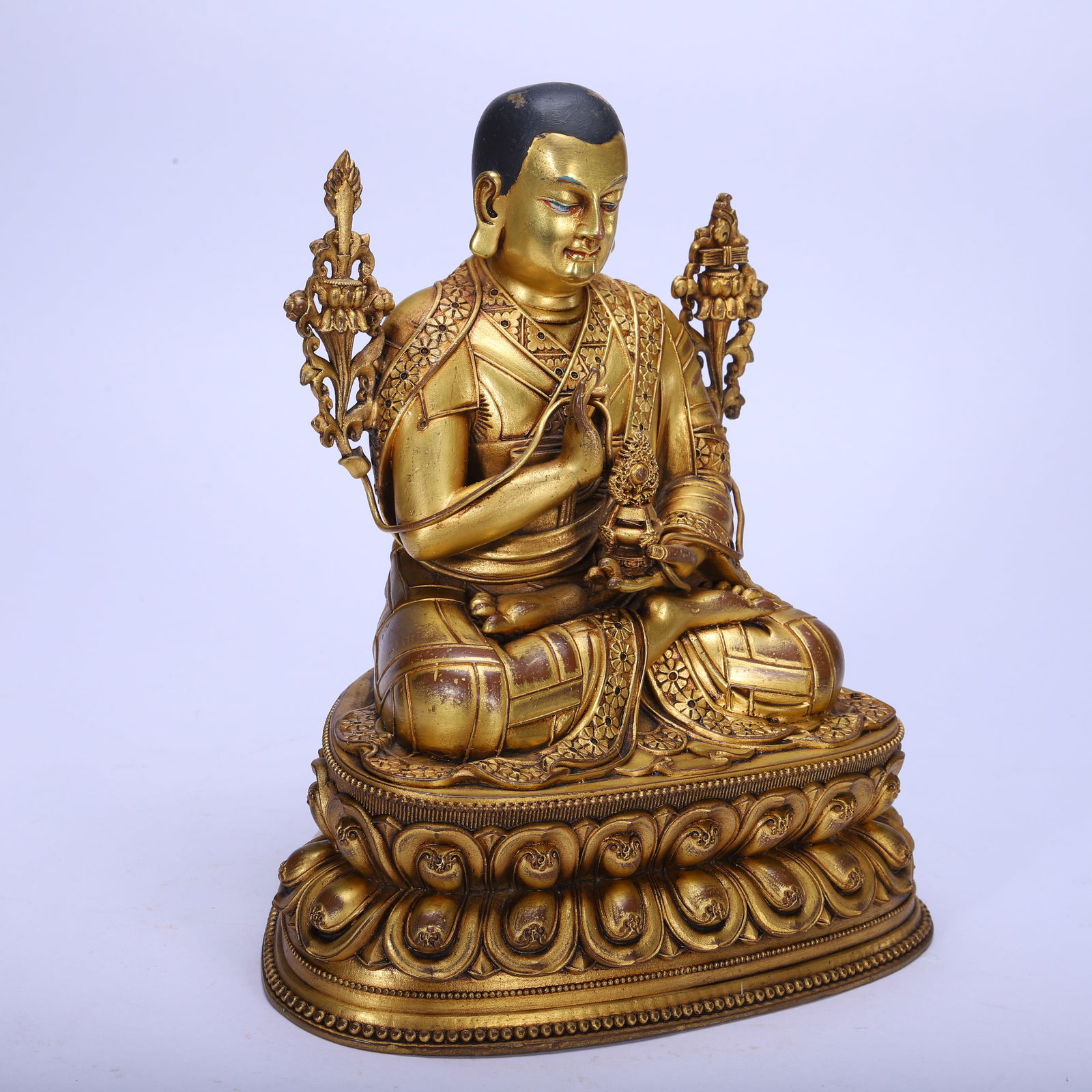 Gilt Bronze Guru Figure - 4