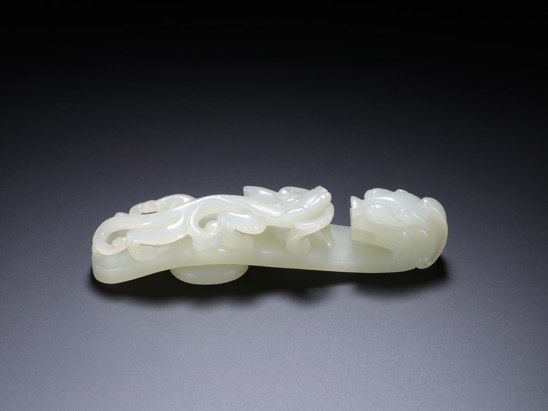 Jade Carved Dragon Shape Belt Hook - 9